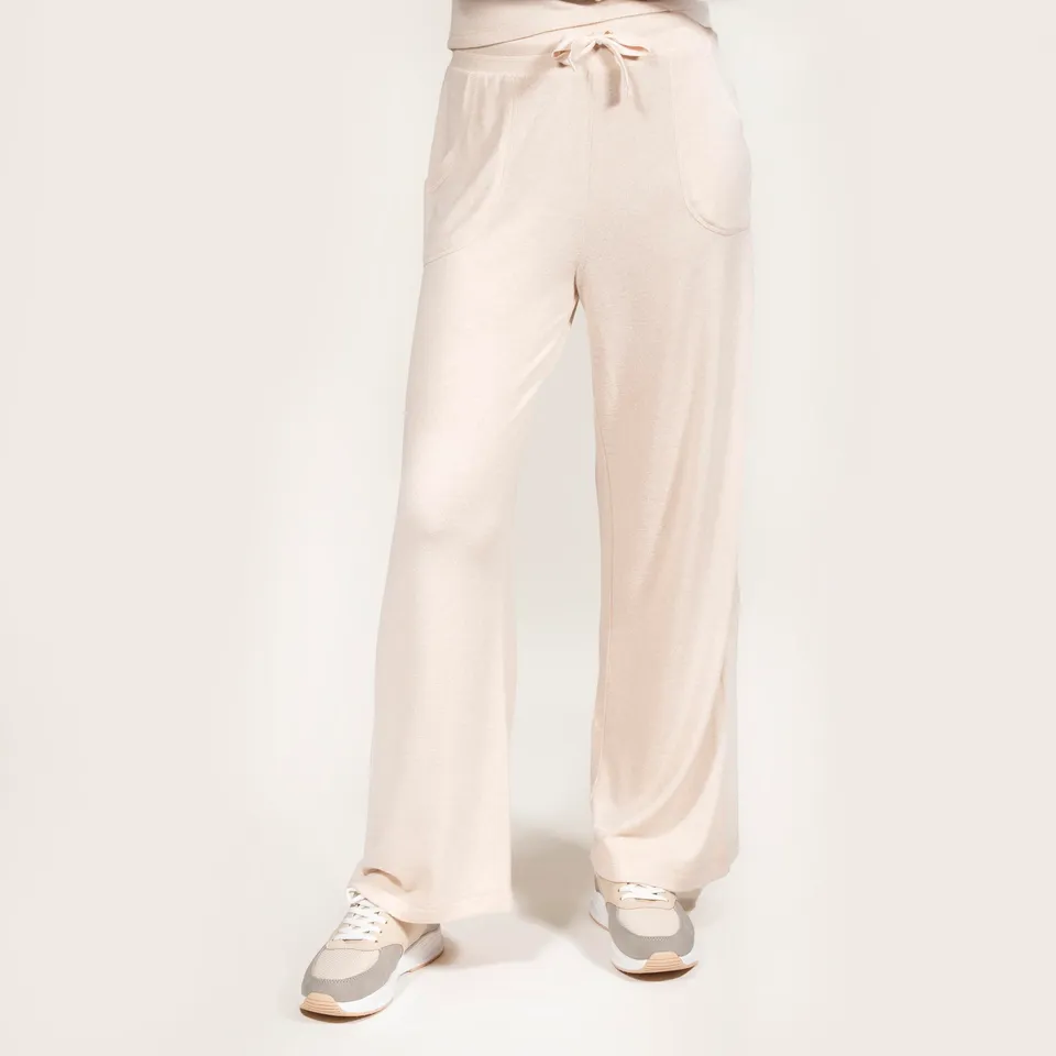 isotoner-pantalon-large-femme-beige-homewear-ultra-doux image 1