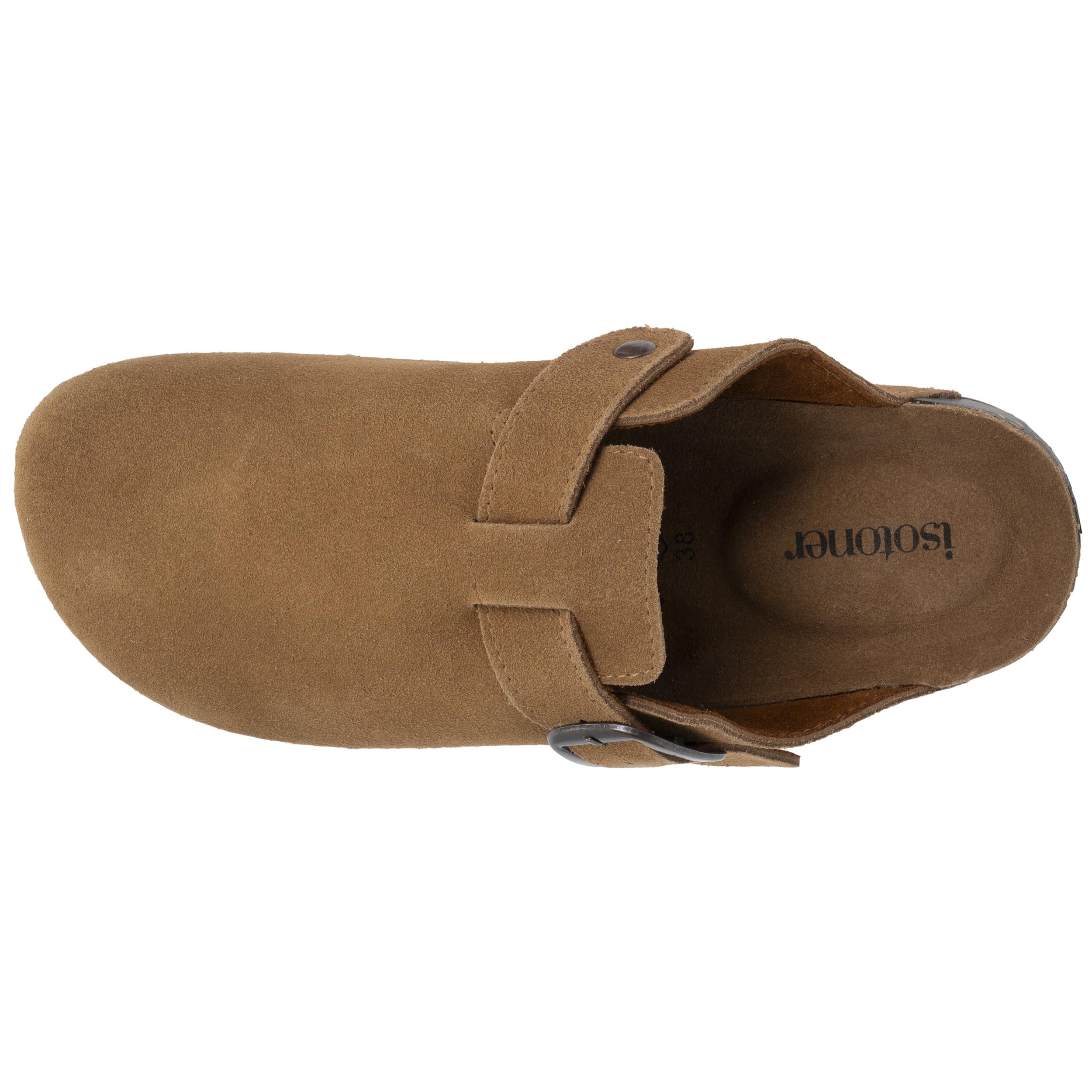isotoner-mules-sabots-femme-cuir-camel image 2