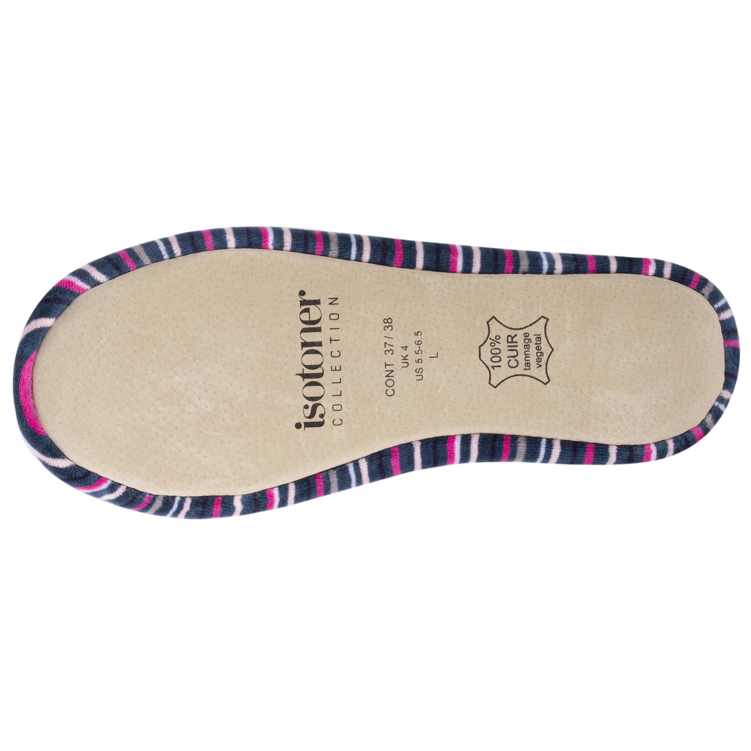 isotoner-chaussons-ballerines-femme-rayures-bleues image 5