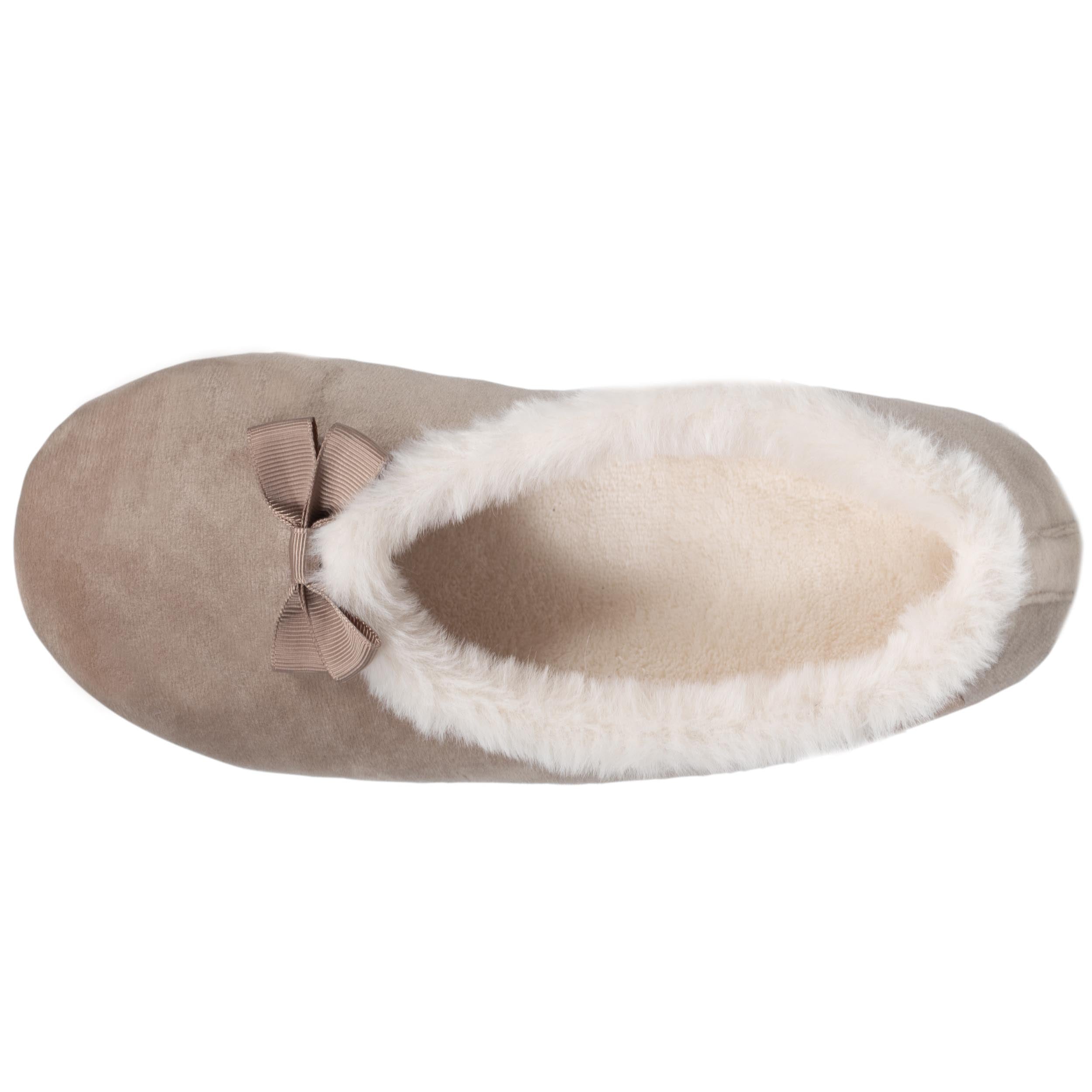 isotoner-chaussons-ballerines-femme-beige-fourrure image 2