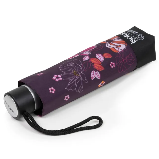 isotoner-parapluie-petit-prix-fleurs-aubergine-23-cm image 1