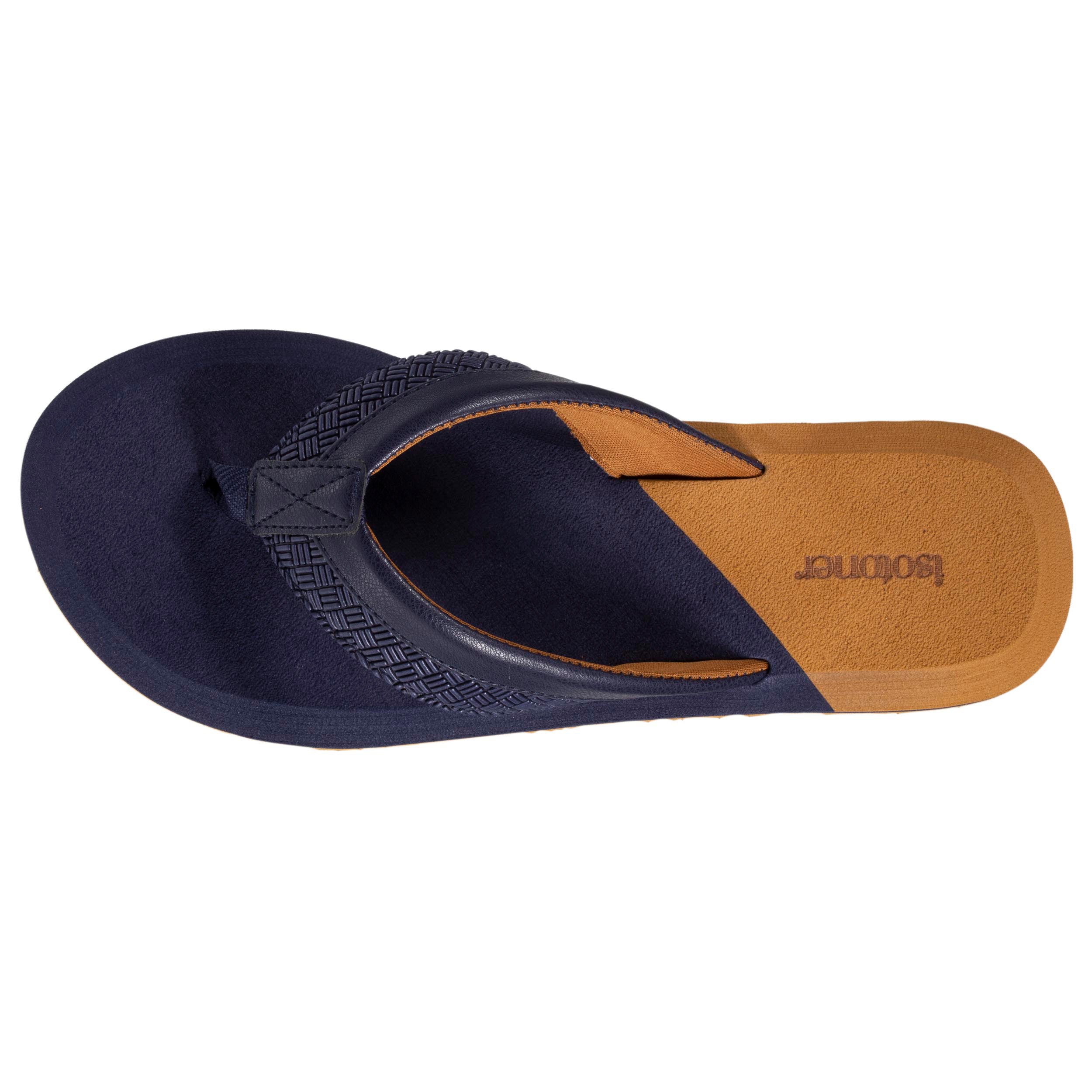 isotoner-tongs-homme-bicolores-marine-semelle-ultra-moelleuse image 3
