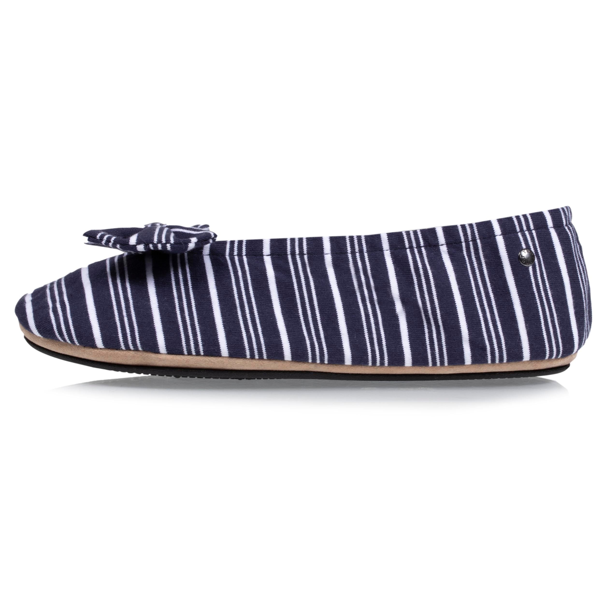 isotoner-chaussons-ballerines-femme-rayures-marines-coton-bio image 4