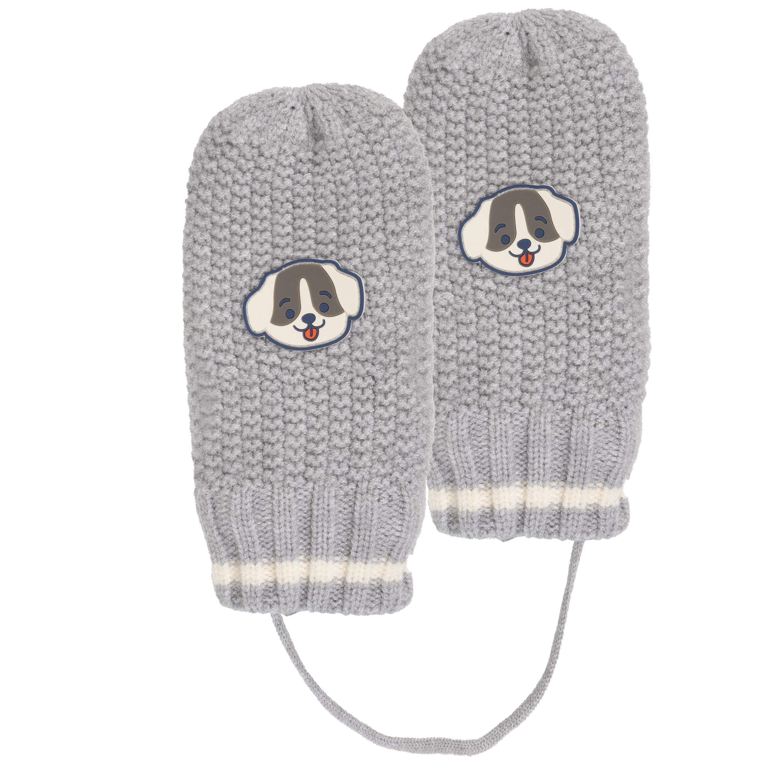 isotoner-moufles-enfant-2-4-ans-gris-maille-ultra-doux-patch-chien image 1