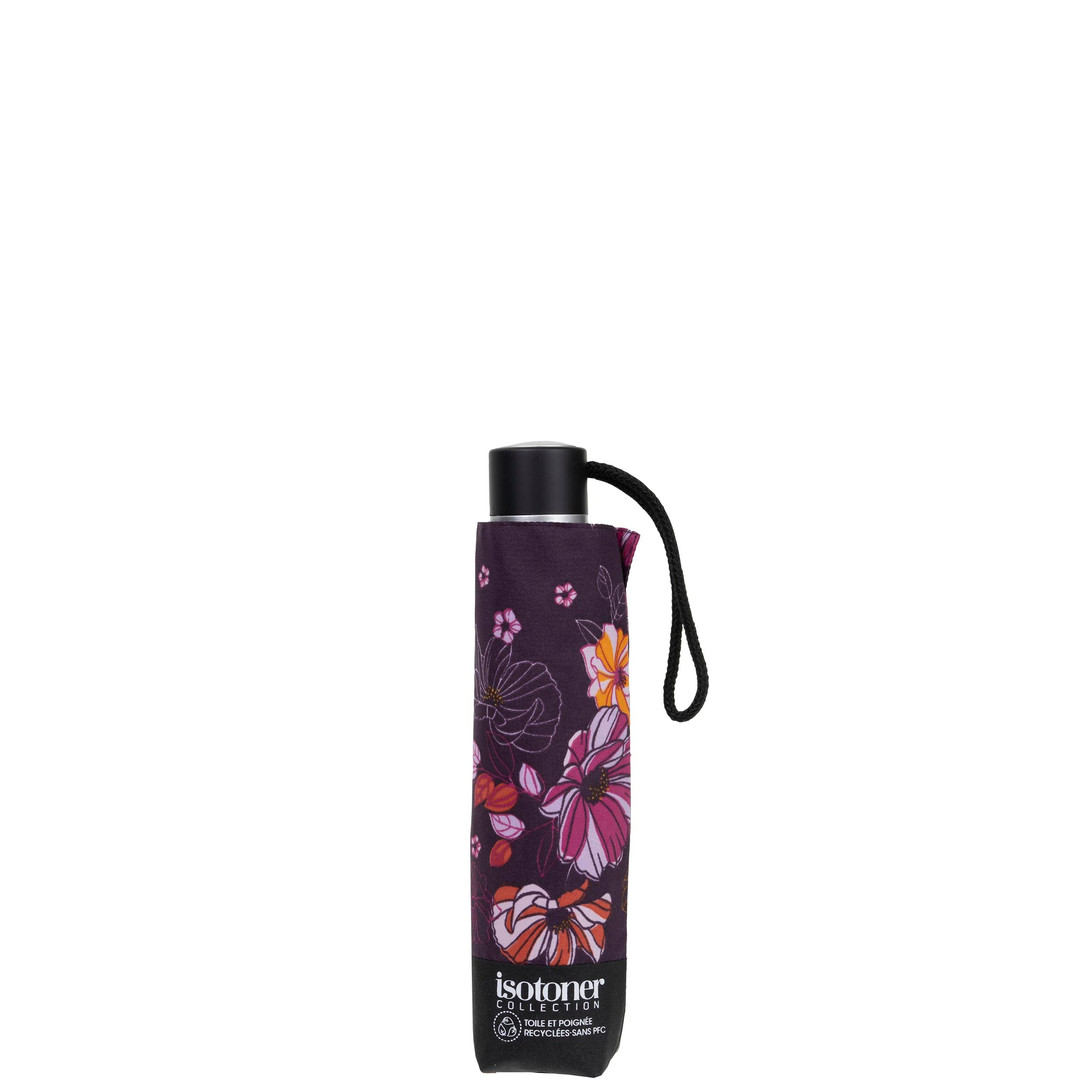 isotoner-parapluie-petit-prix-fleurs-aubergine-23-cm image 4