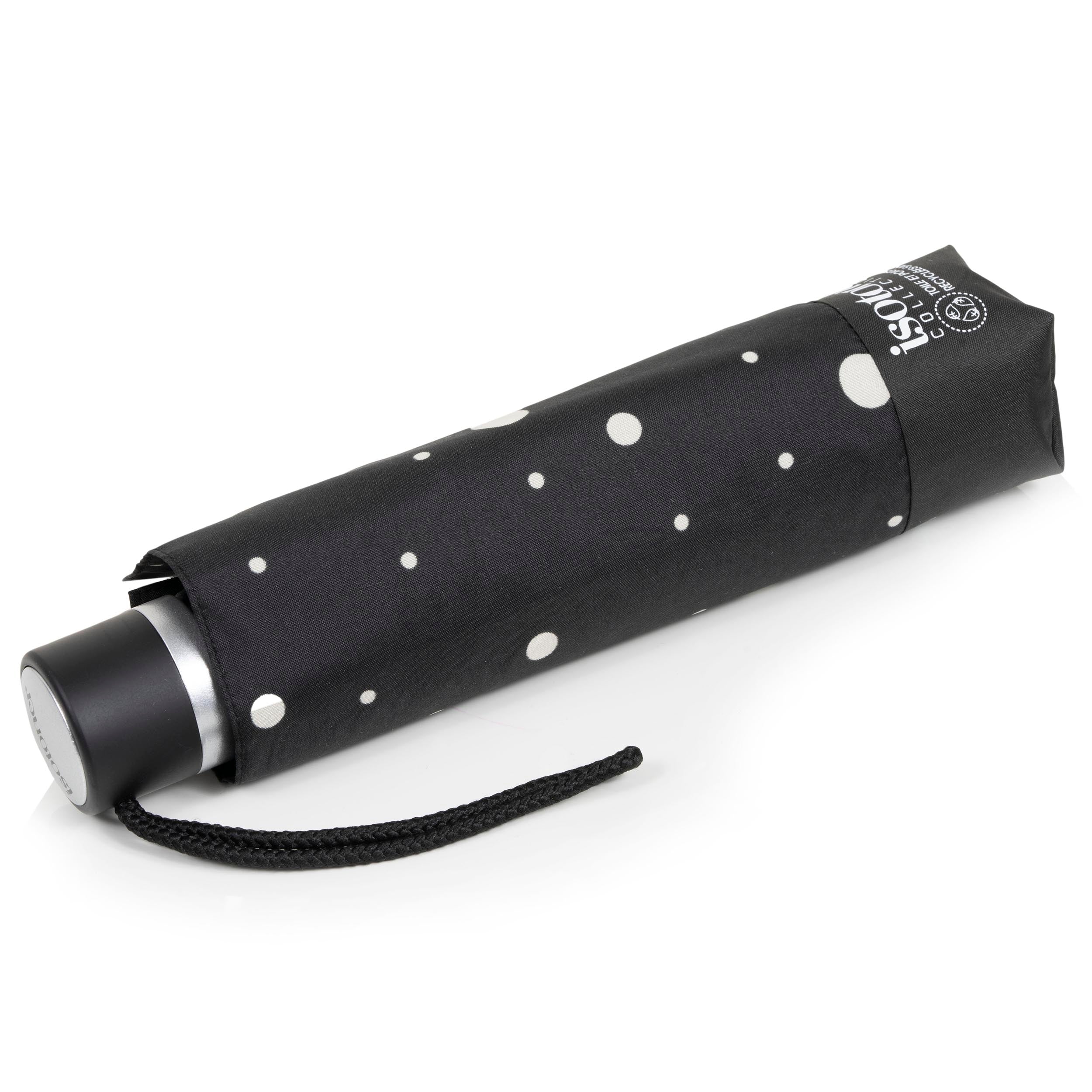 isotoner-parapluie-pliant-pois-noir-jaune-petit-prix image 1