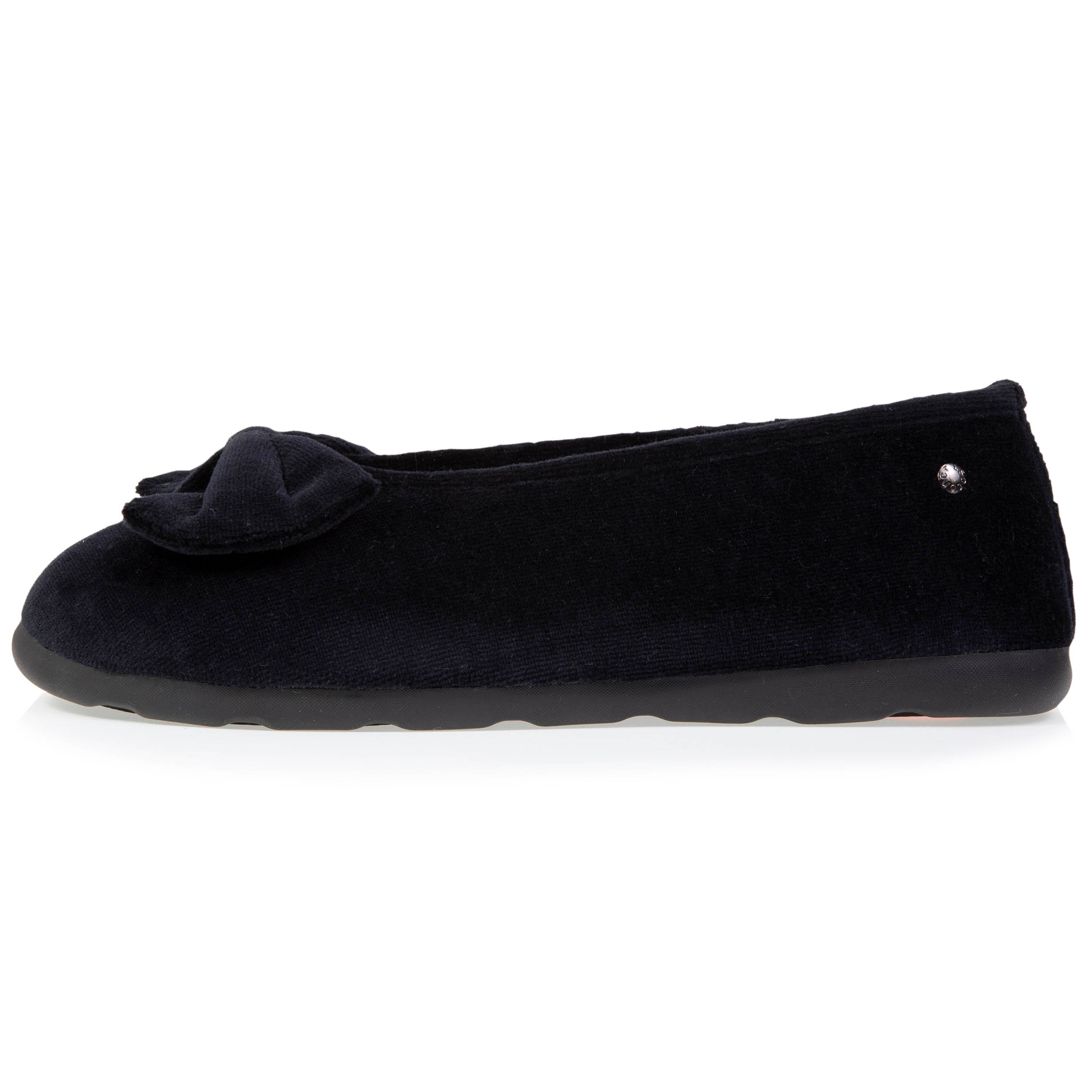 isotoner-chaussons-ballerines-femme-n-ud-confort-noir-coton-bio image 4
