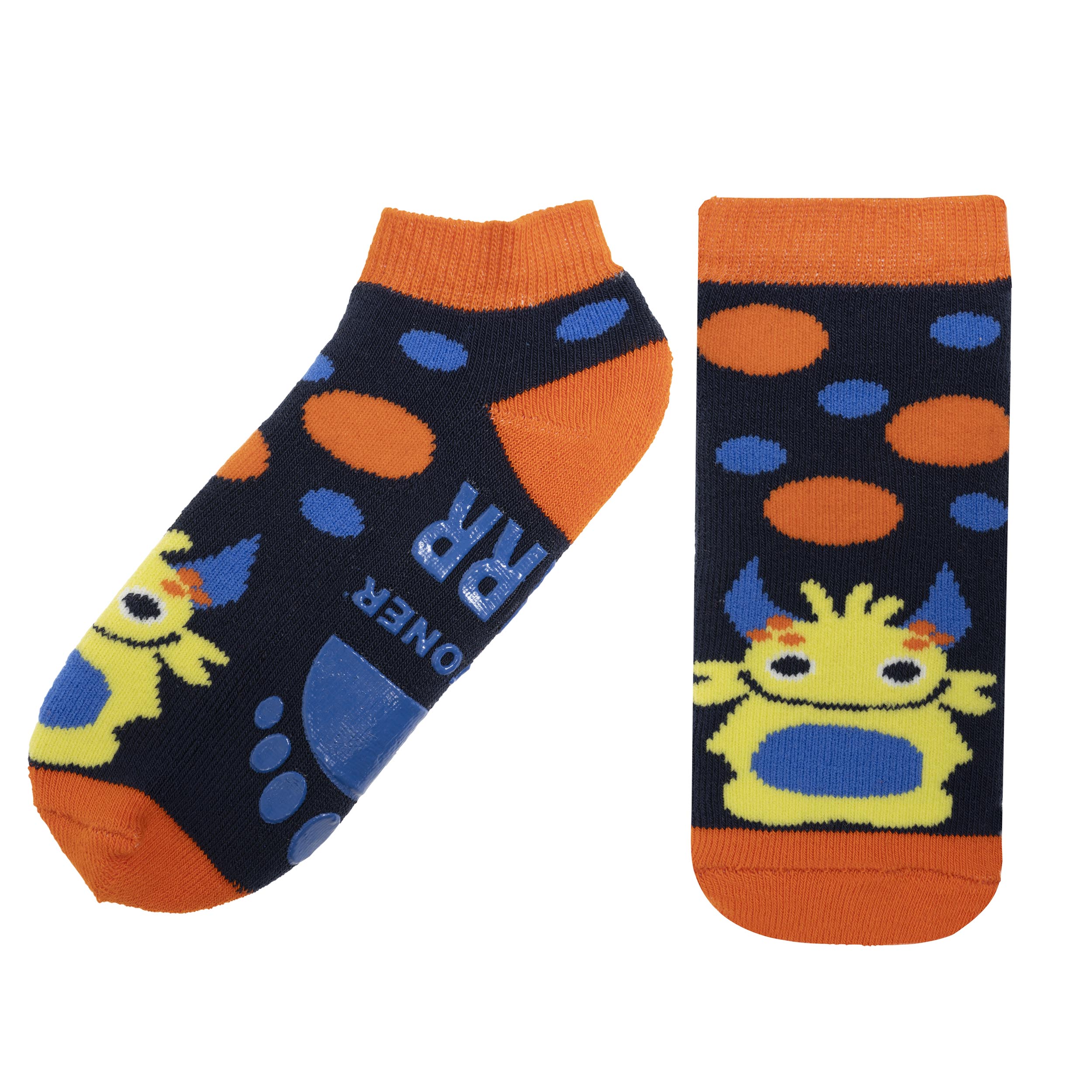 isotoner-chaussettes-anti-d-rapantes-enfant-orange-monstre-1-4-ans image 2