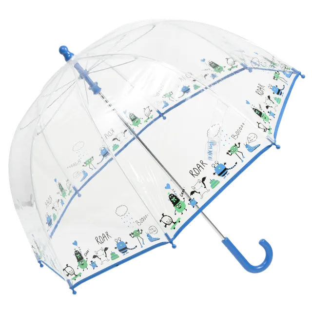 isotoner-parapluie-enfant-cloche-transparent-monstre-bleu image 1