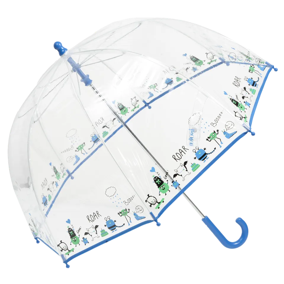 isotoner-parapluie-enfant-cloche-transparent-monstre-bleu image 1