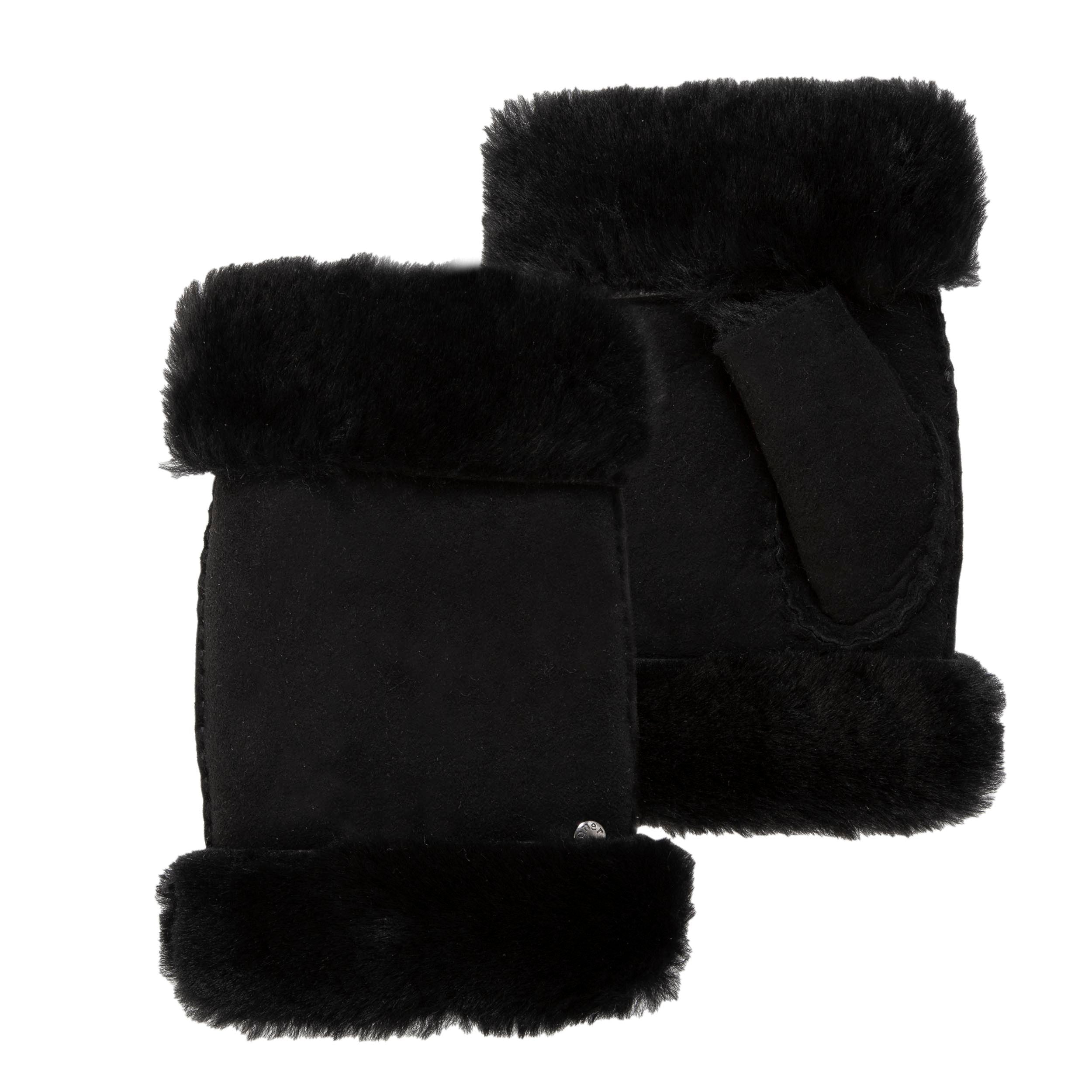 isotoner-mitaines-femme-cuir-chaud-noir-mouton-retourn image 1