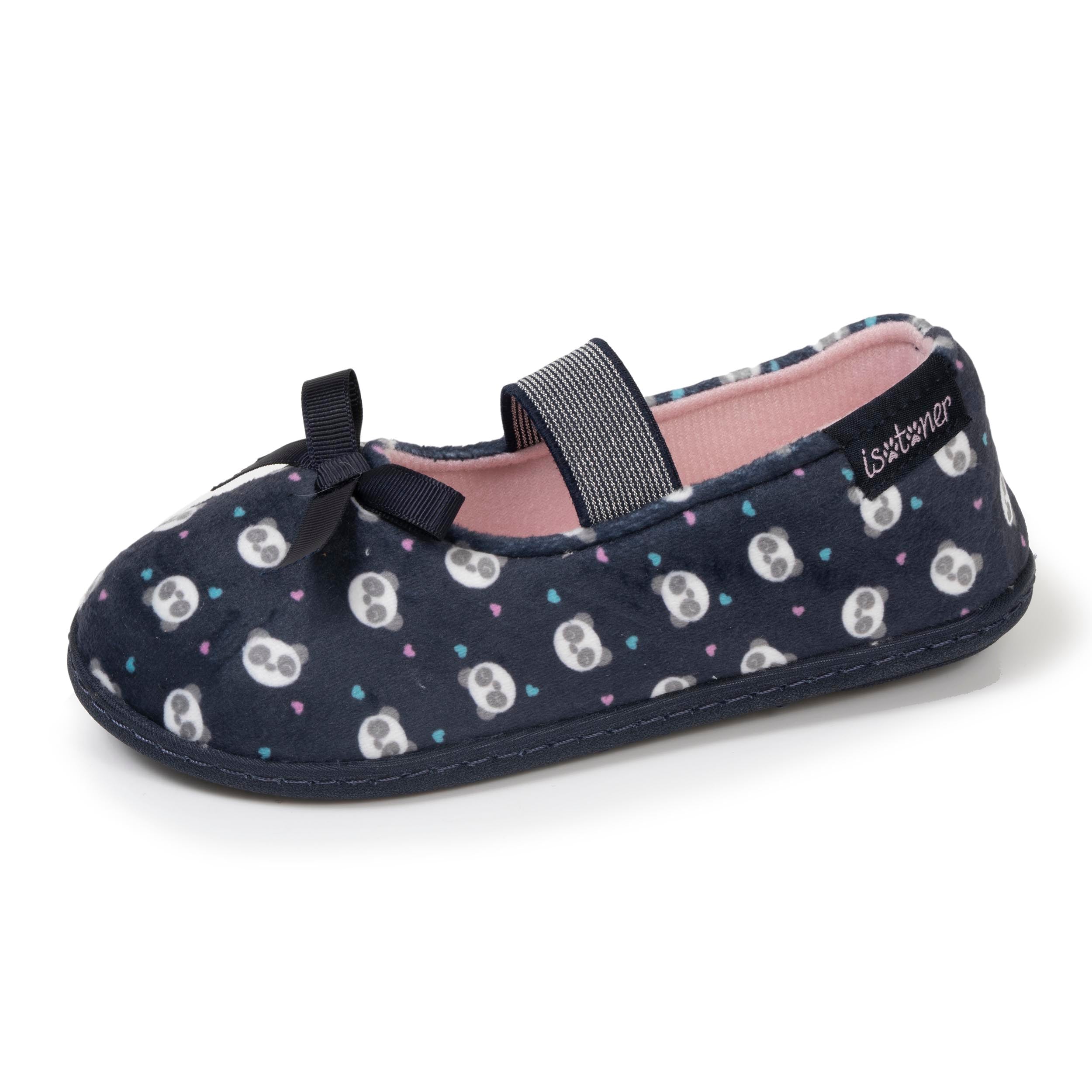 isotoner-chaussons-ballerines-enfant-marine-panda-microvelours image 1