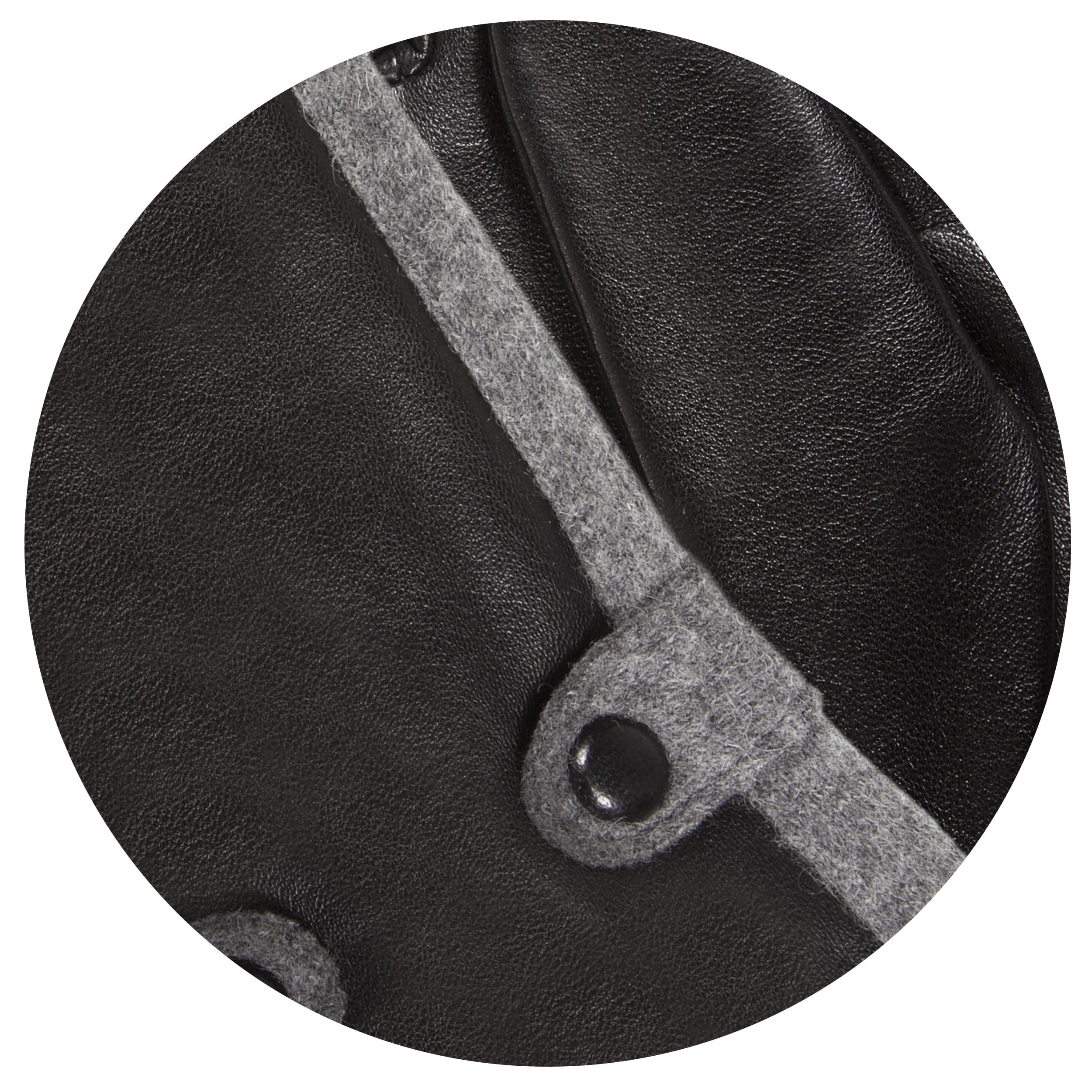 isotoner-gants-femme-tactiles-cuir-agneau-et-laine-noir image 2