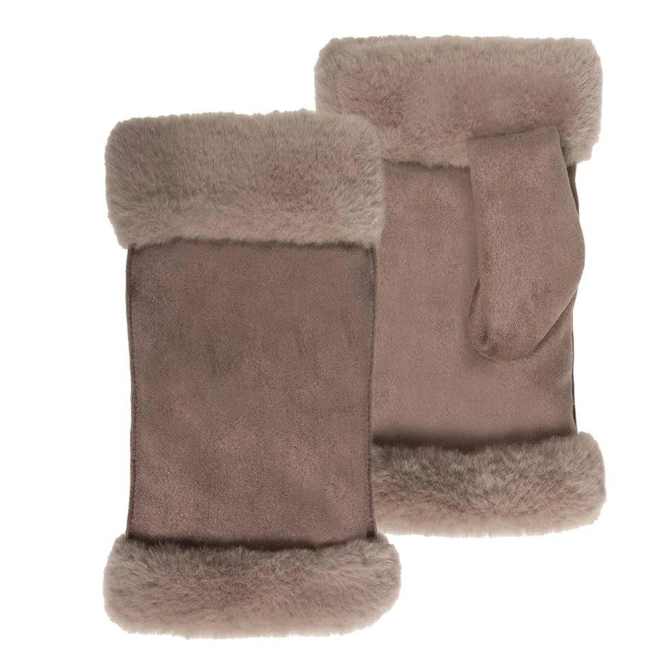 isotoner-mitaines-femme-su-dine-taupe-fourrure-chaude image 1