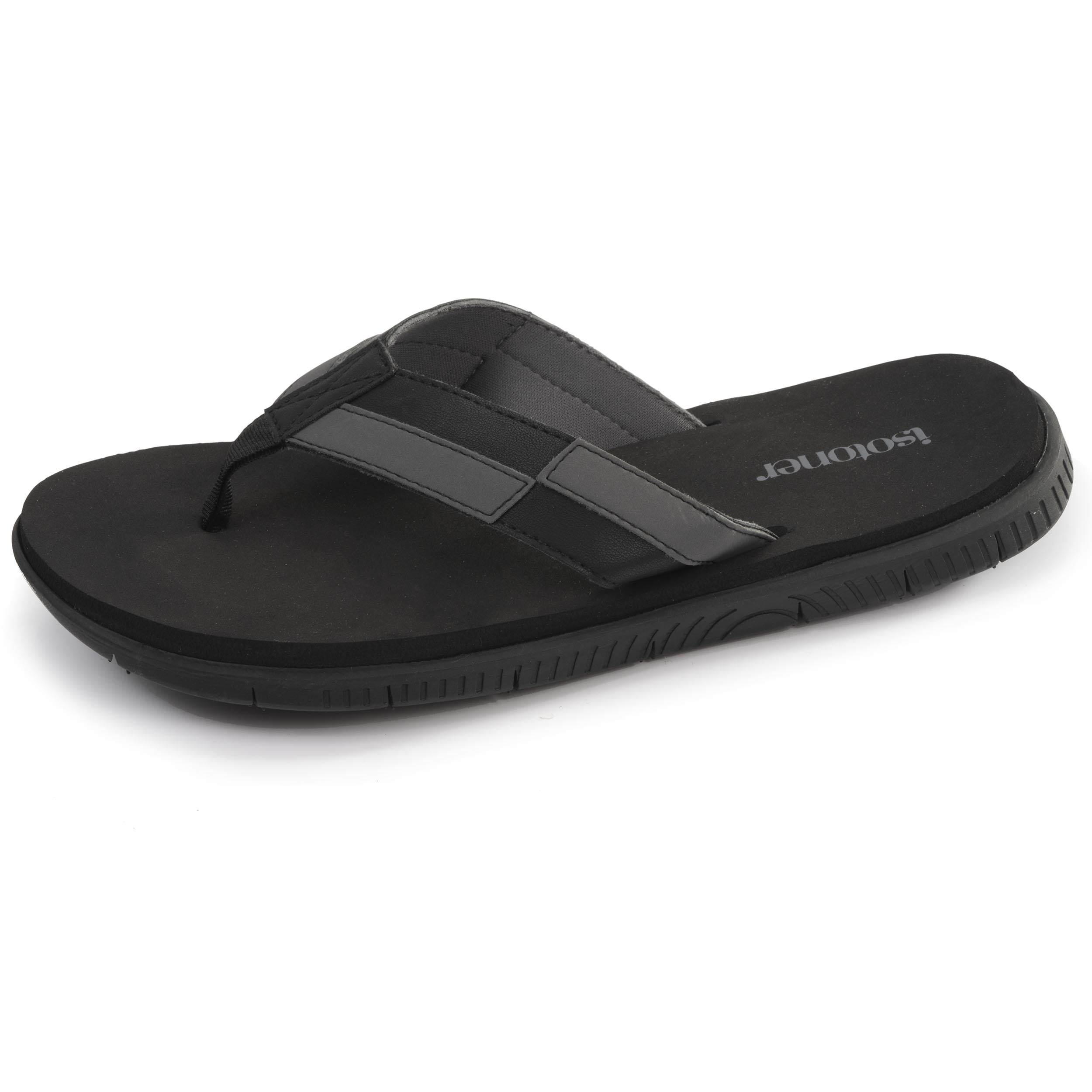 isotoner-tongs-sport-homme-confort-noir-gris image 1