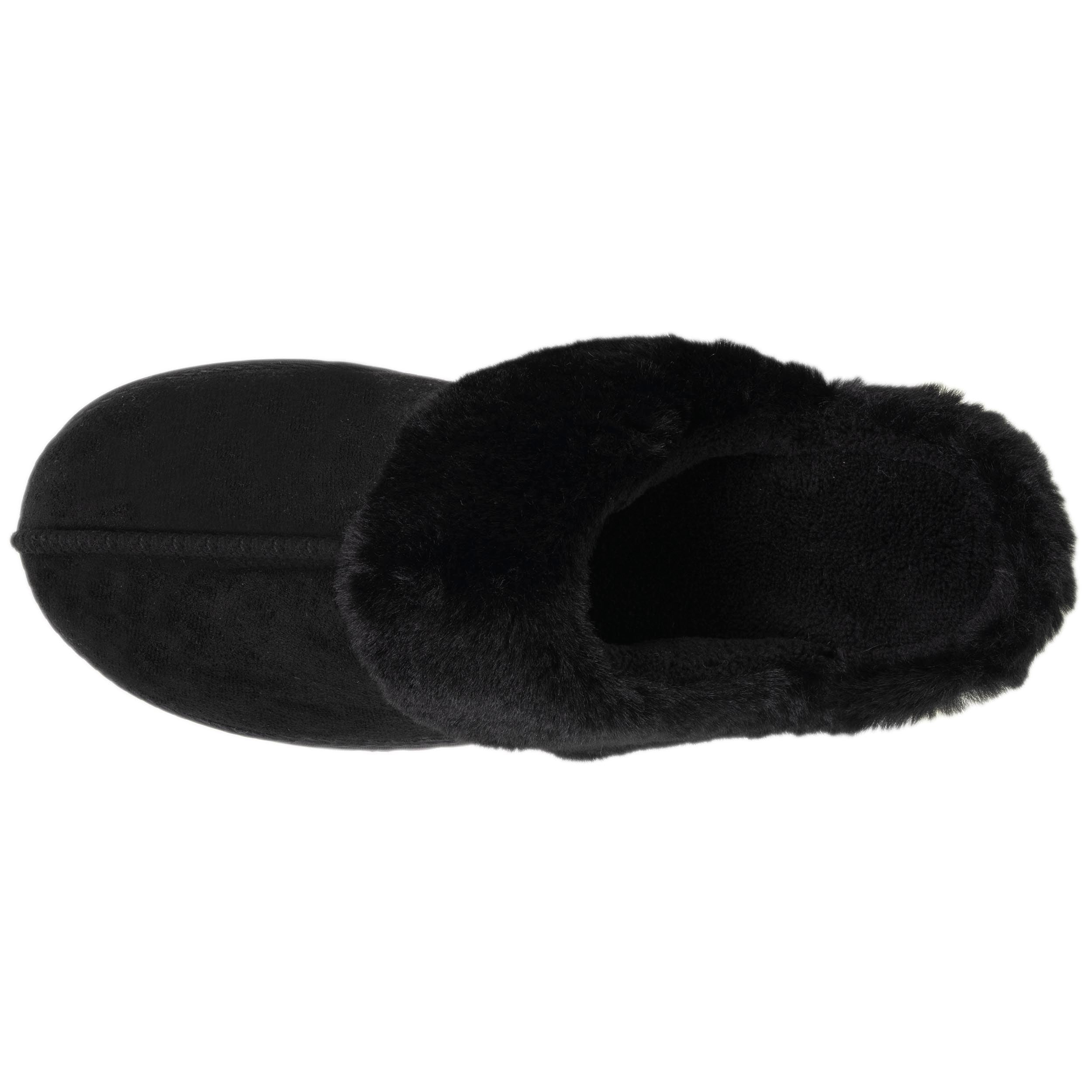 isotoner-chaussons-mules-femme-noir-fourrure image 2