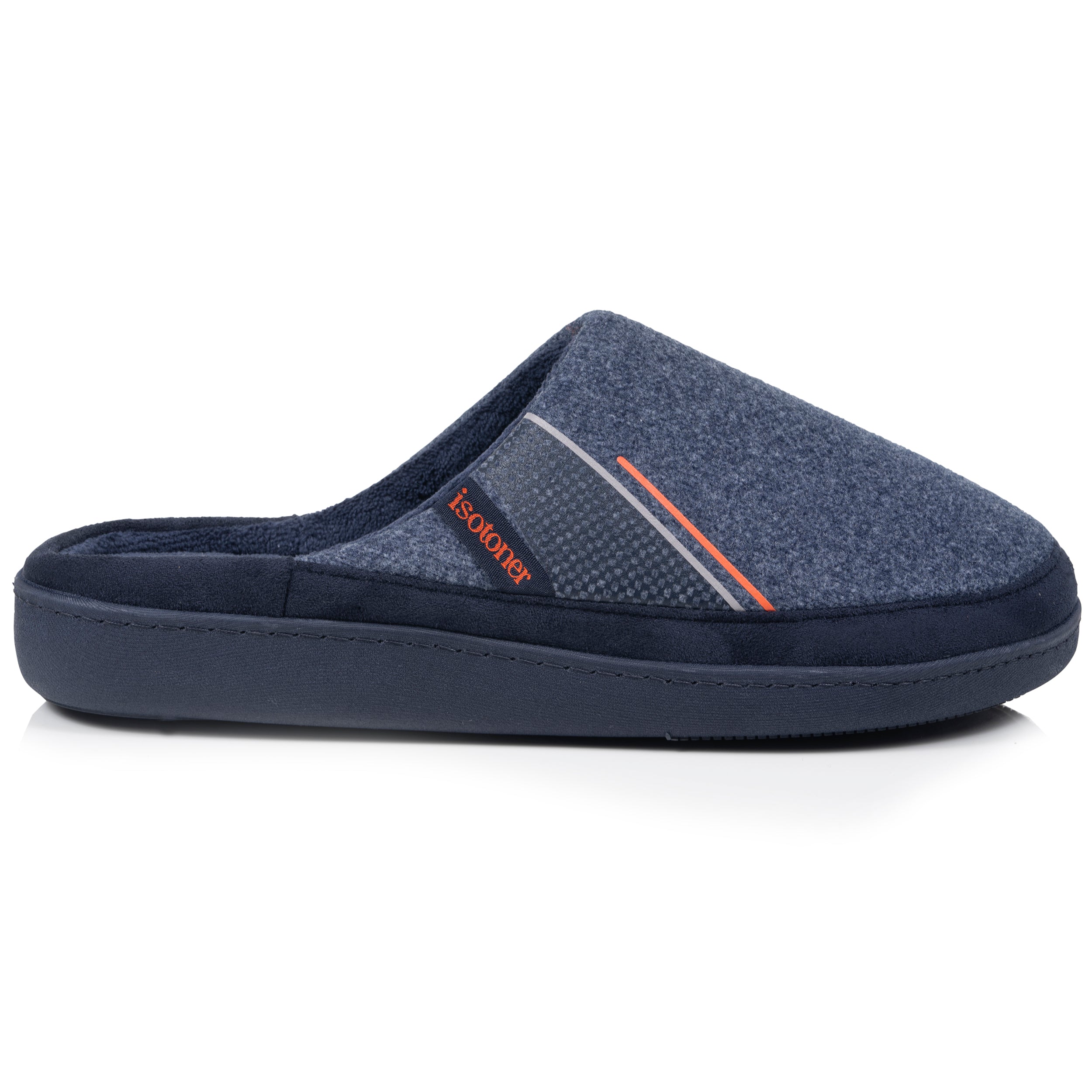 isotoner-chaussons-mules-homme-marine-liser-orange-m-moire-de-forme image 8