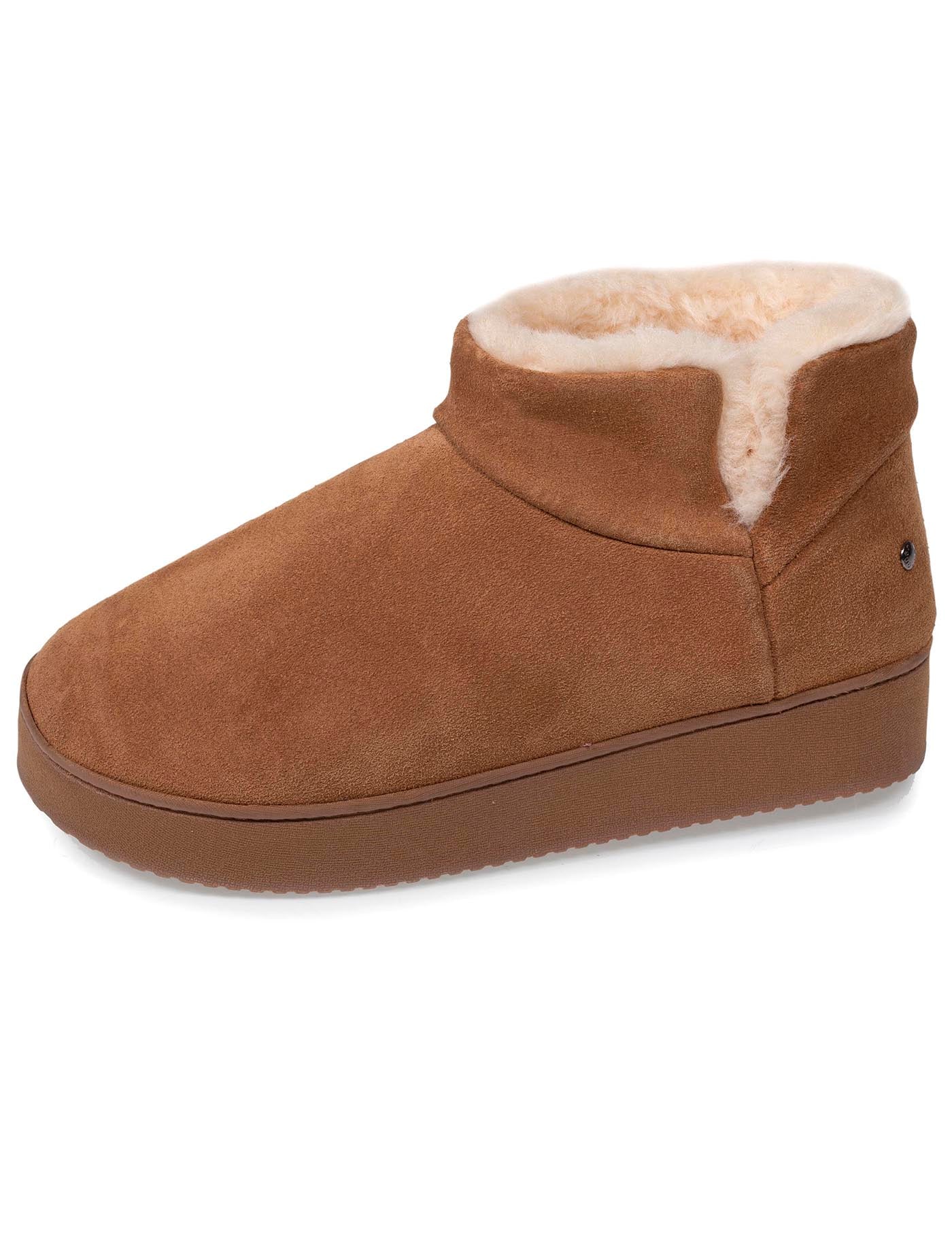 isotoner-chaussons-bottillons-cuir-femme-camel-semelle-plateforme image 6