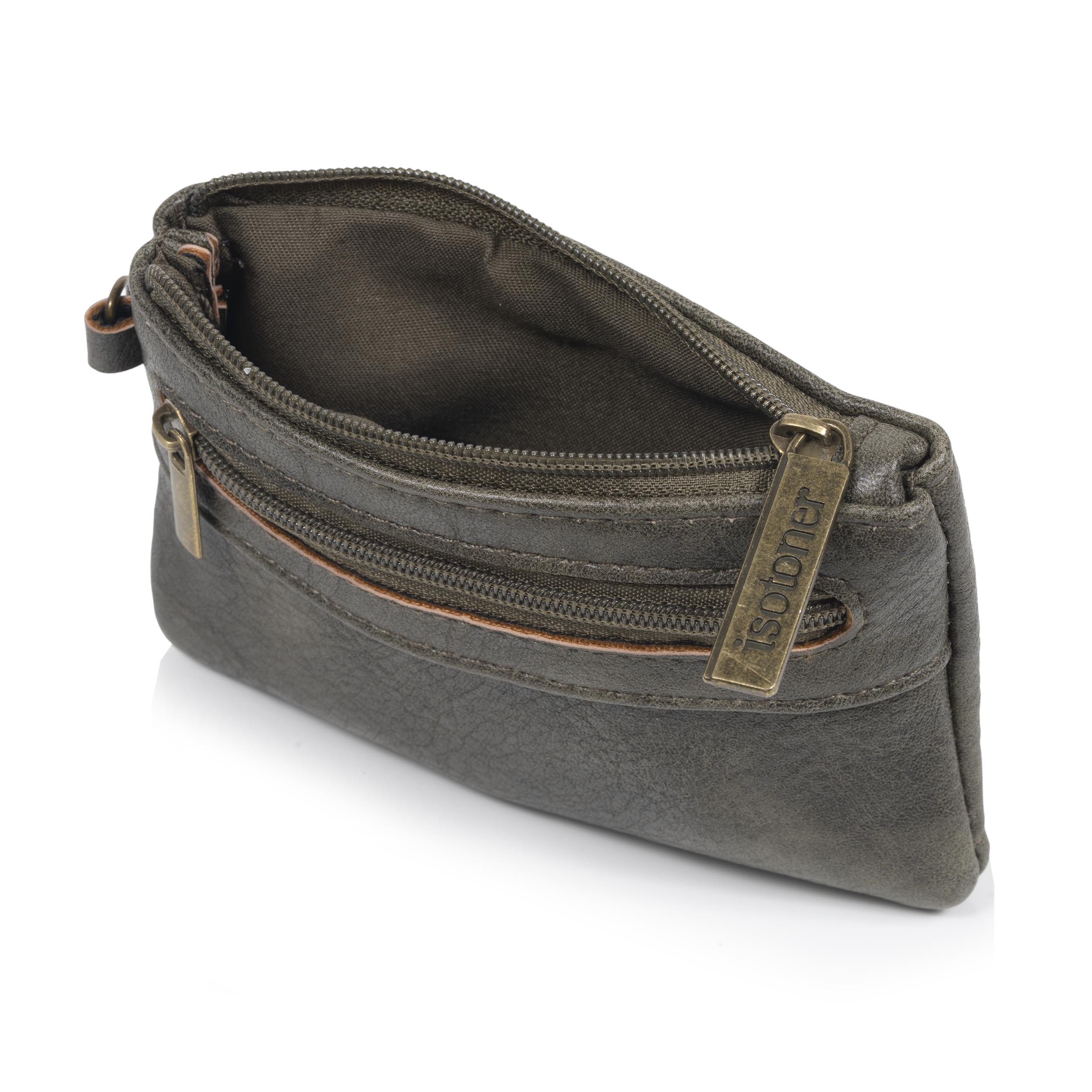 isotoner-porte-monnaie-homme-zipp-kaki-rfid image 2
