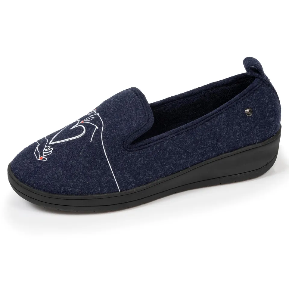 isotoner-chaussons-charentaises-femme-talon-marine-everywear image 1