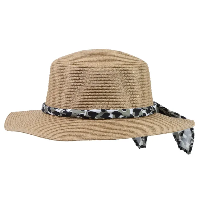 isotoner-chapeau-femme-canotier-foulard-kaki-c-ur image 1