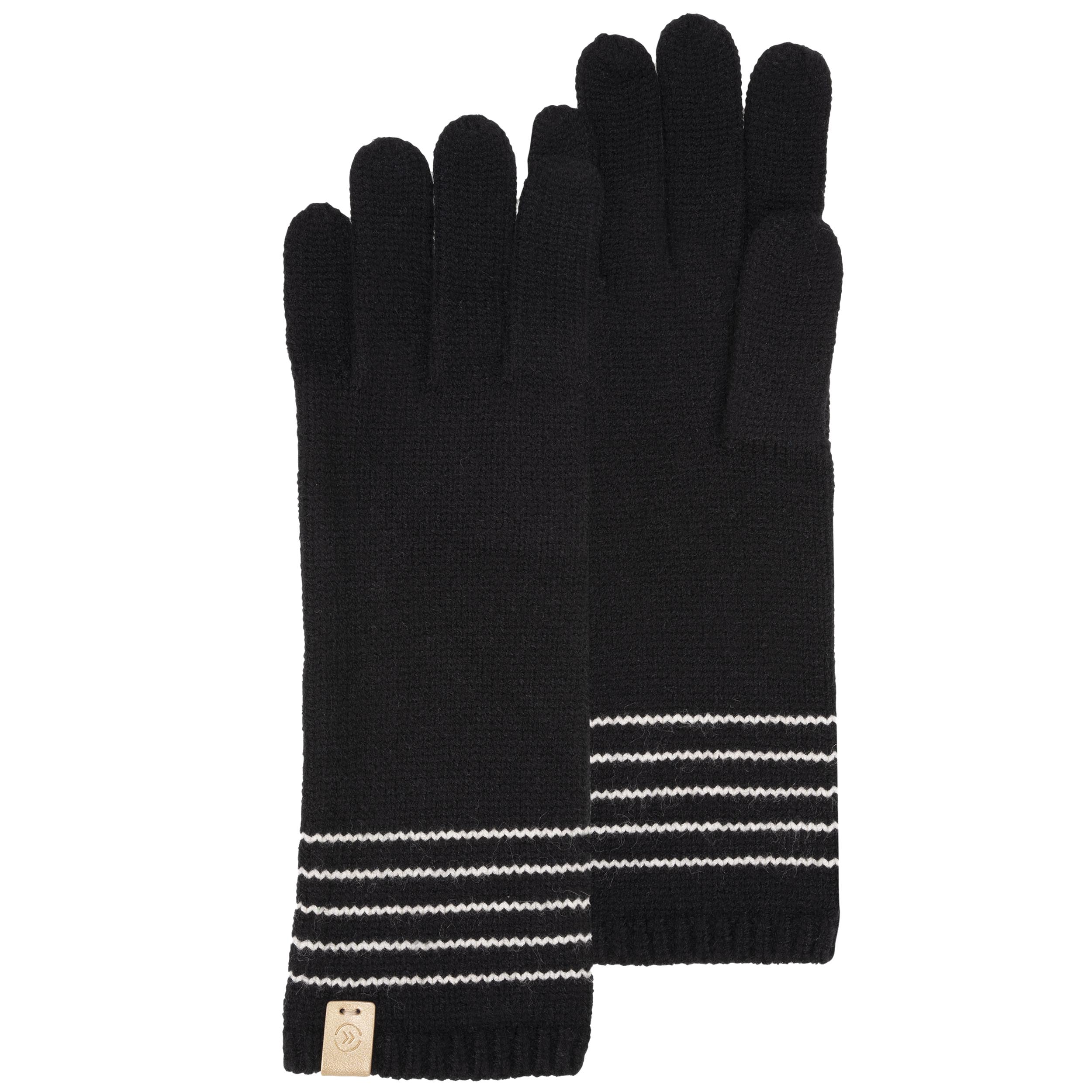 isotoner-gants-longs-rayures-ultra-doux-noir-femme image 1
