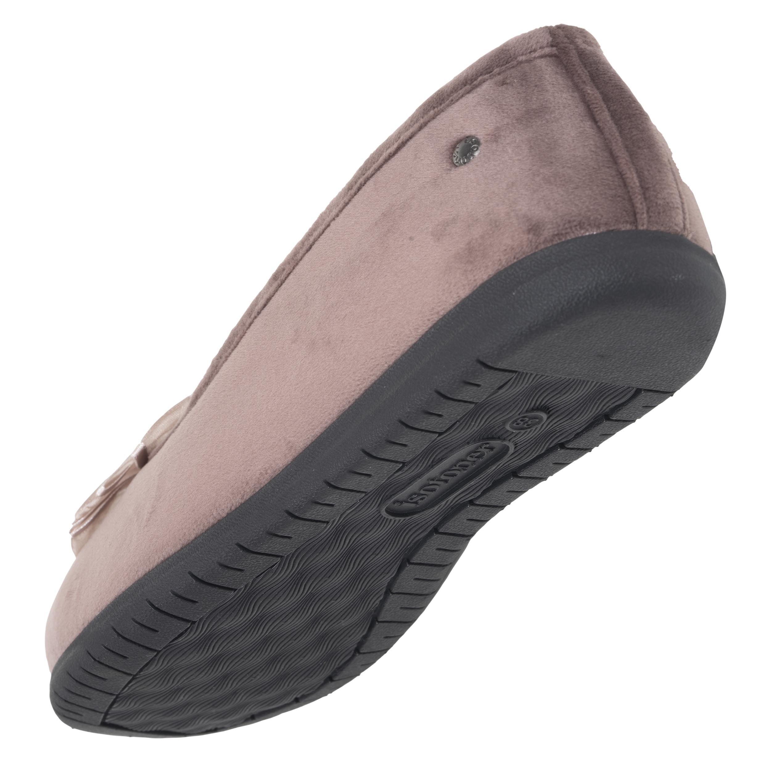 isotoner-chaussons-ballerines-femme-taupe-tulle-microvelours-everywear image 5