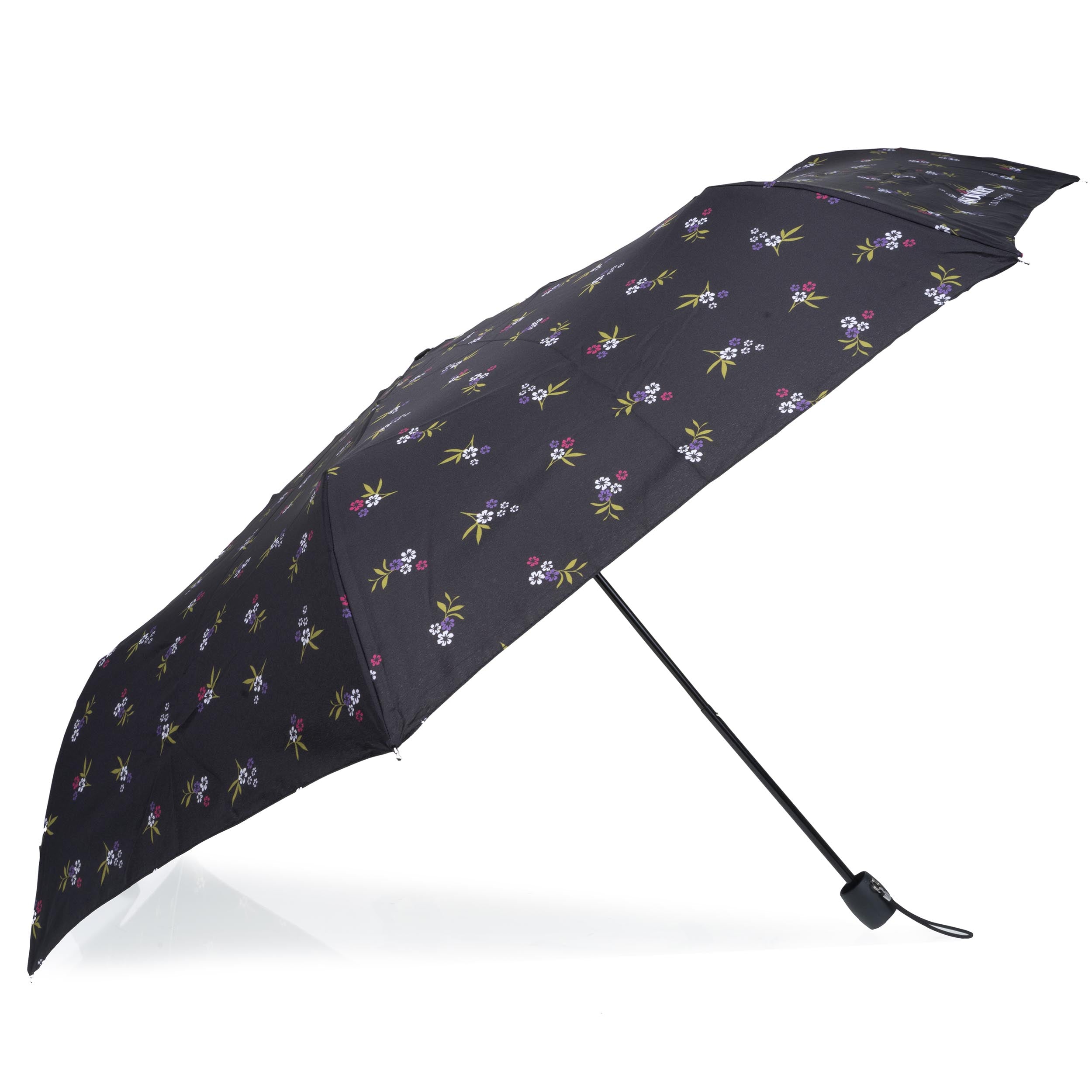 isotoner-parapluie-ombrelle-noir-petites-fleurs-upf50 image 2