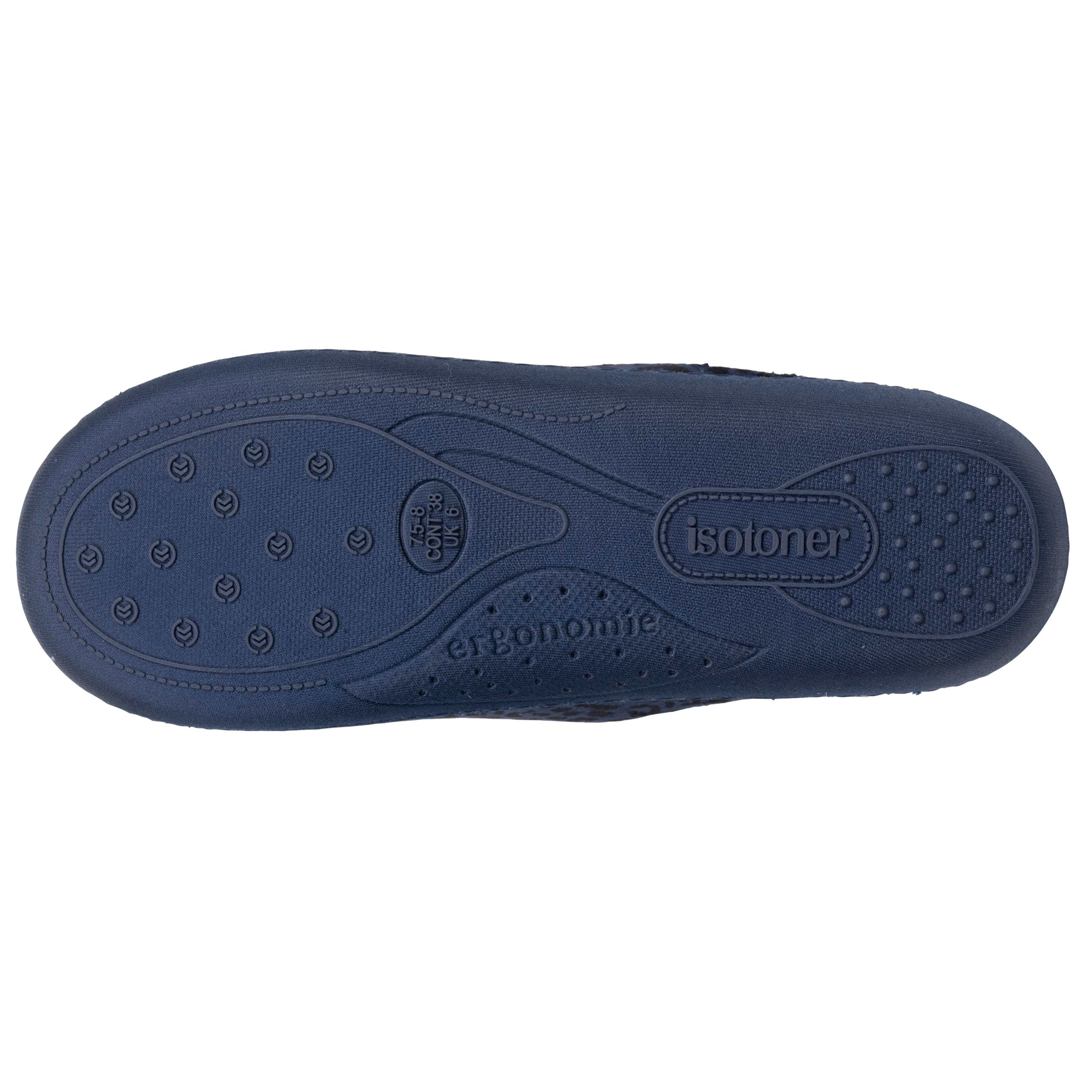 isotoner-chaussons-mules-femme-l-opard-marine image 5