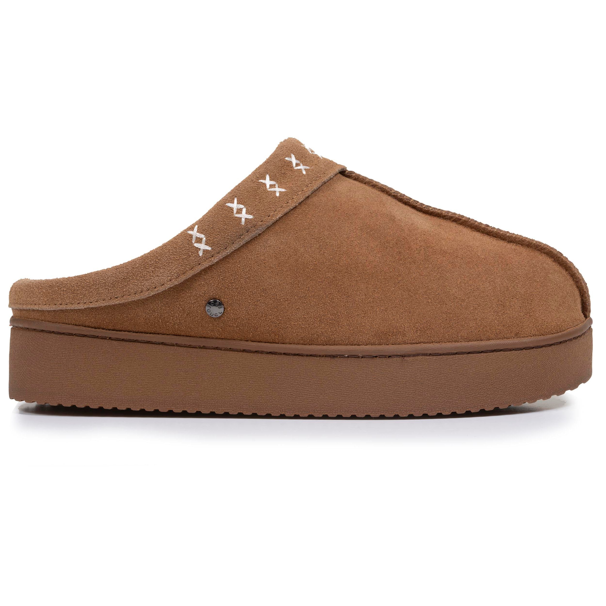 isotoner-chaussons-mules-femme-camel-en-cuir image 8