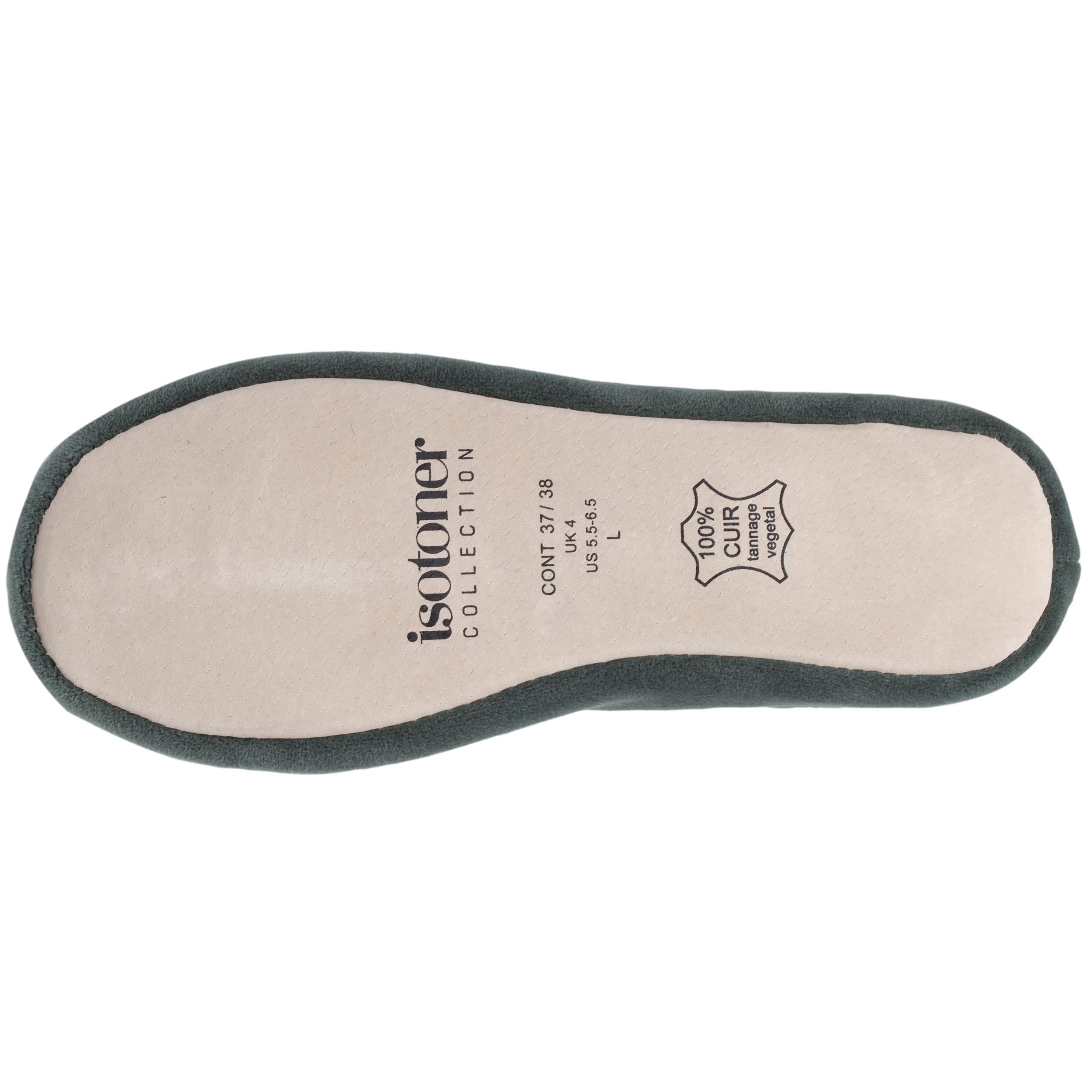 isotoner-ballerines-femme-sauge-velours-coton-bio image 5