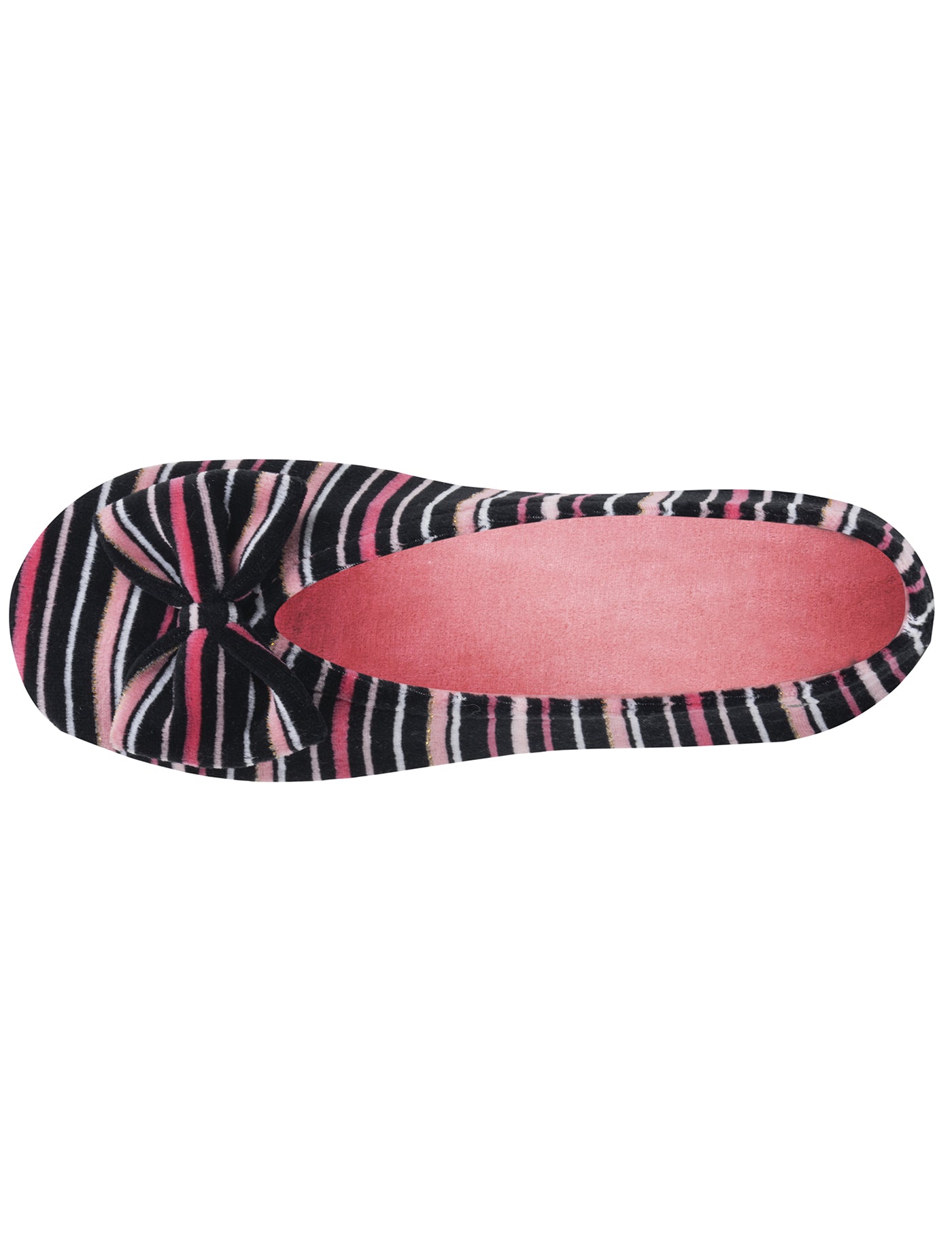 isotoner-chaussons-ballerines-femme-grand-n-ud-rayures-rose image 7