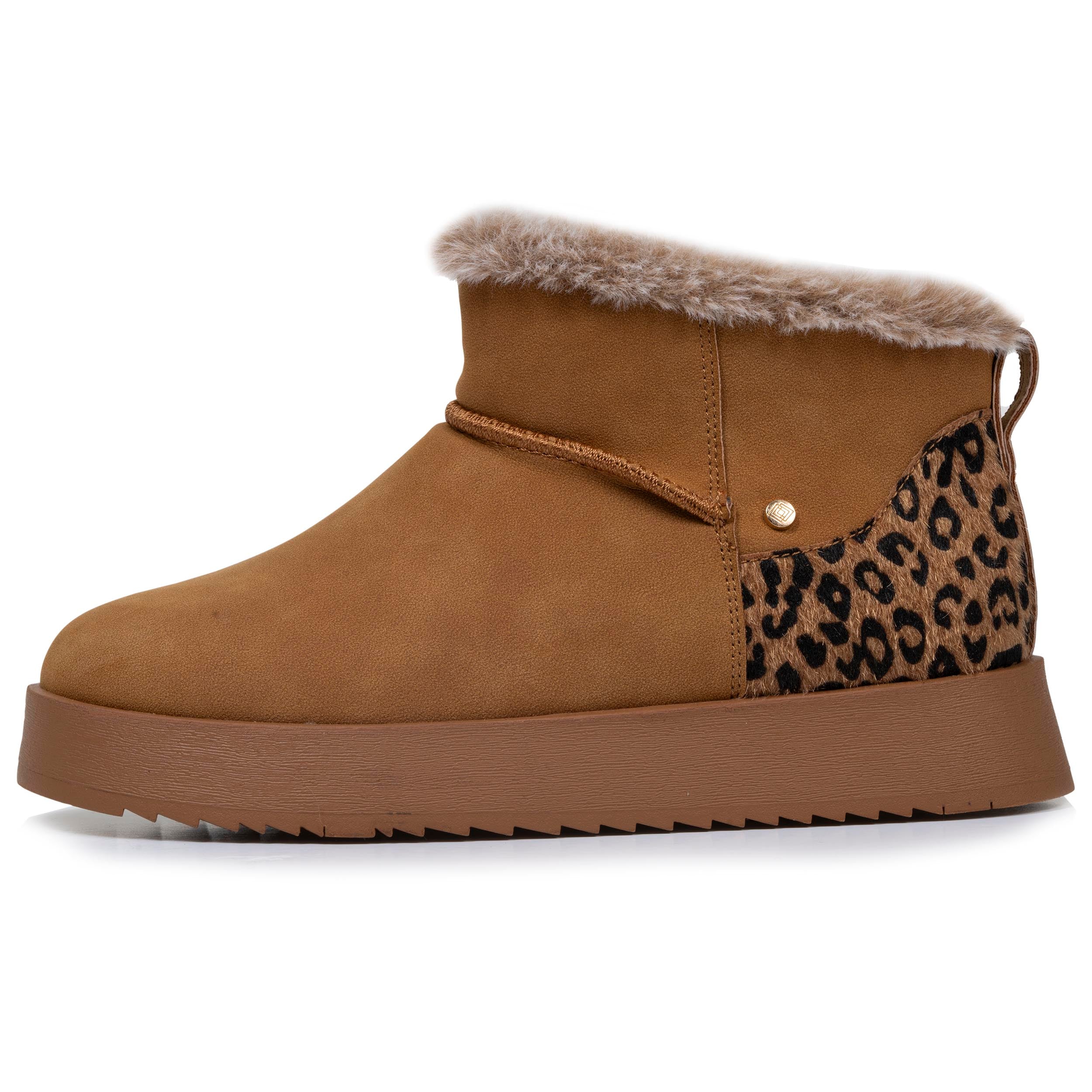 isotoner-bottines-femme-imitation-fourrure-camel-l-opard-plateforme image 3