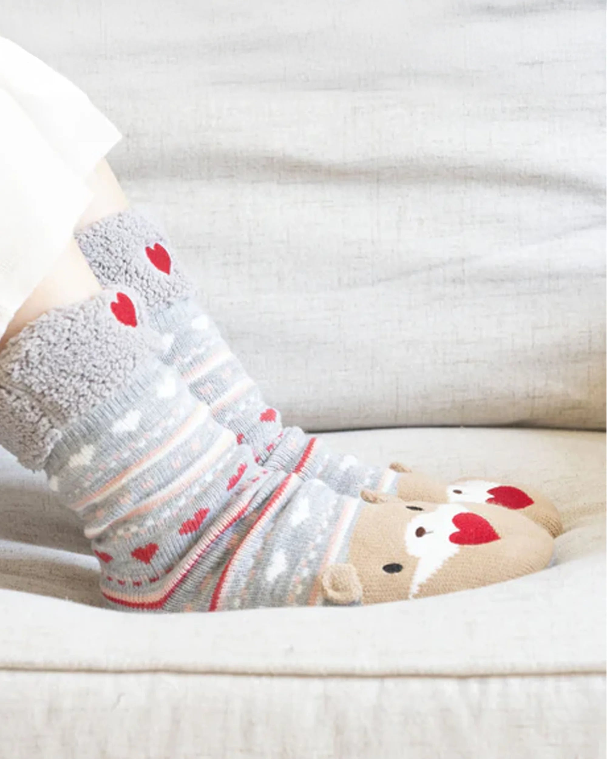 isotoner-chaussettes-fourr-es-femme-jacquard-gris-loutre image 2