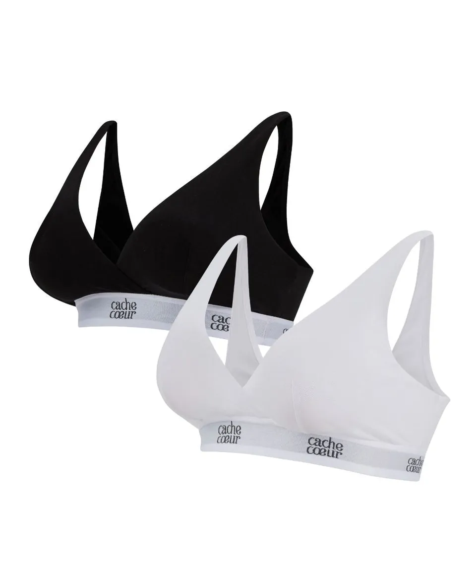 cache-c-ur-life-lot-de-2-brassi-res-grossesse-et-allaitement-blanc-noir image 1
