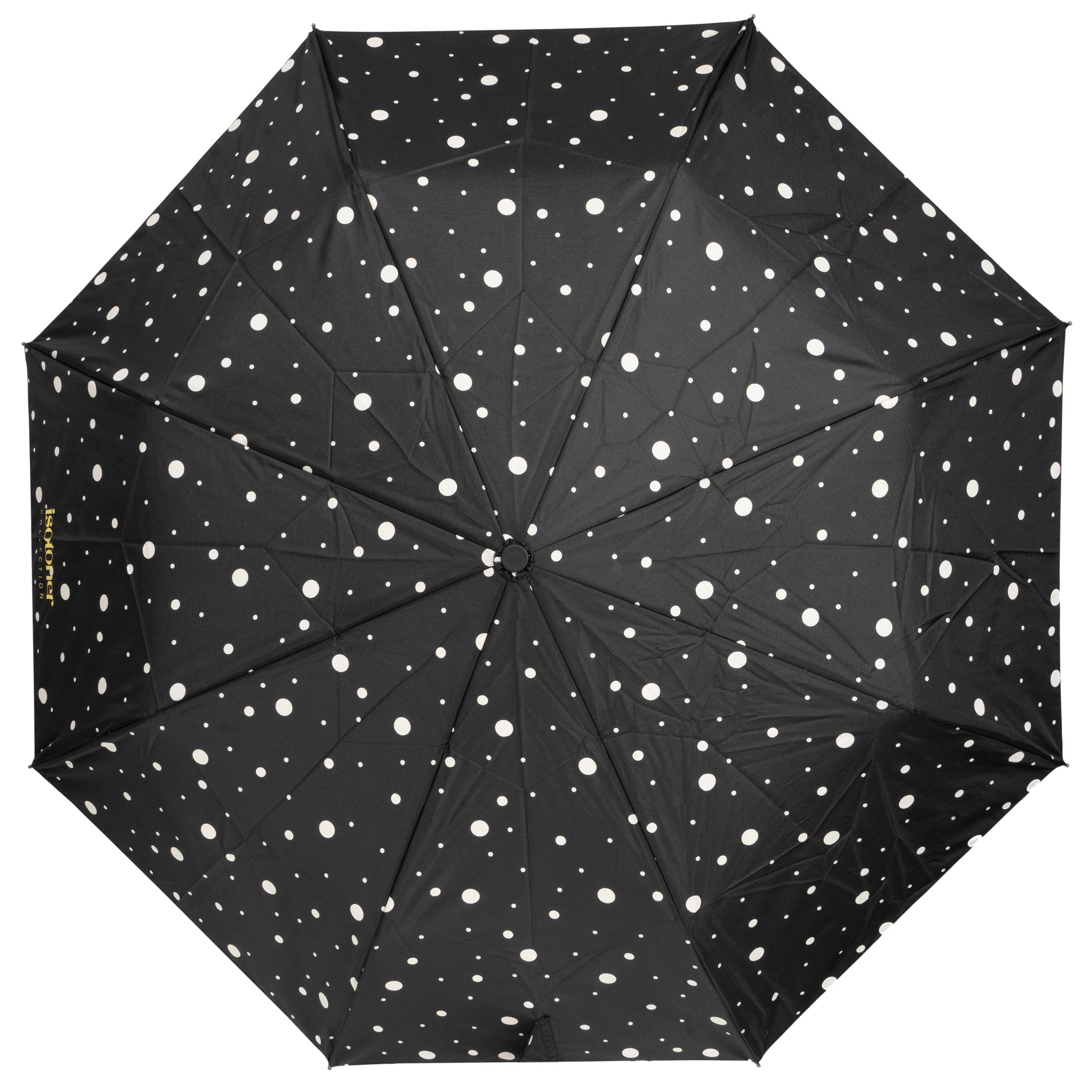 isotoner-parapluie-pliant-pois-noir-jaune-petit-prix image 3