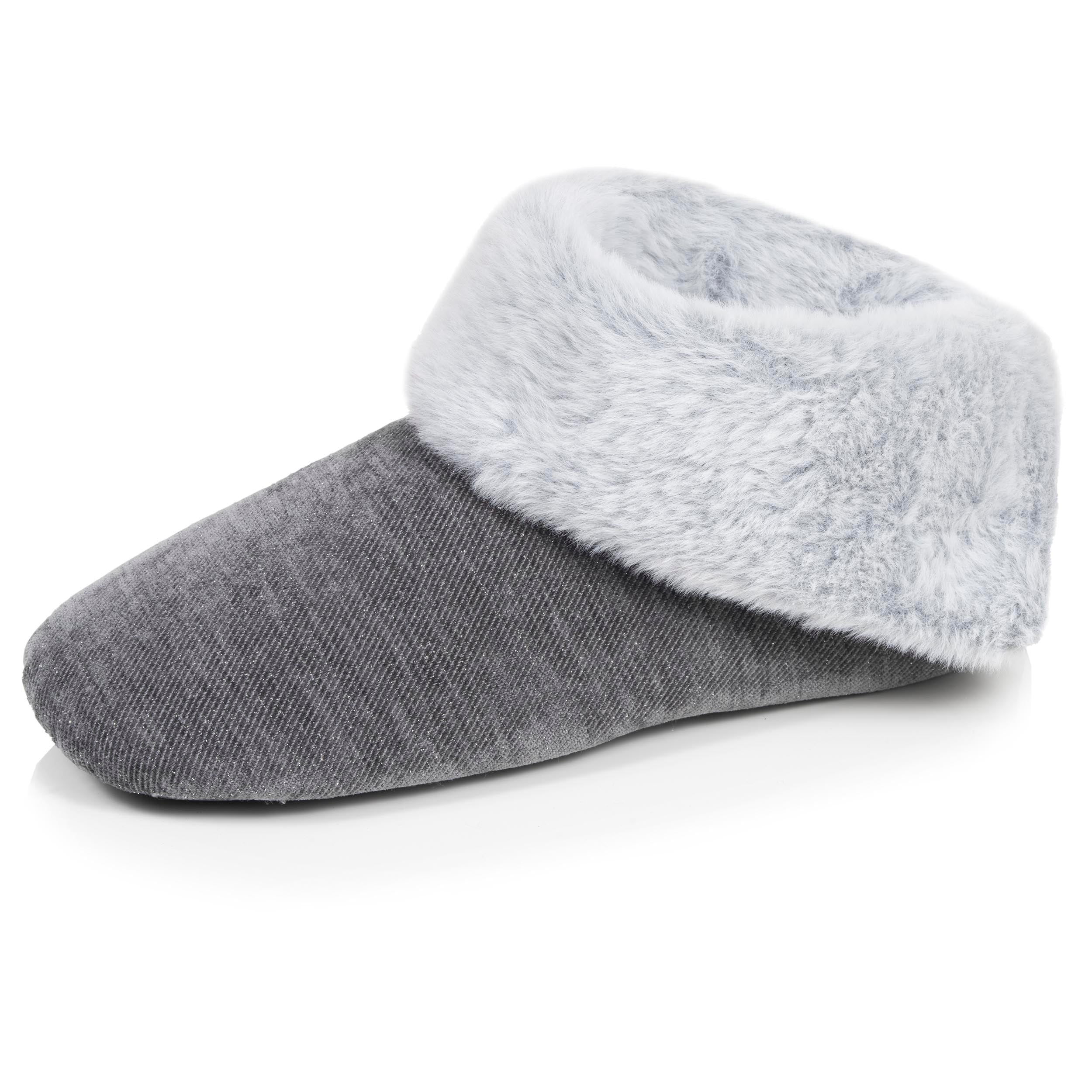 isotoner-chaussons-bottillons-femme-paillet-gris-fonc image 1