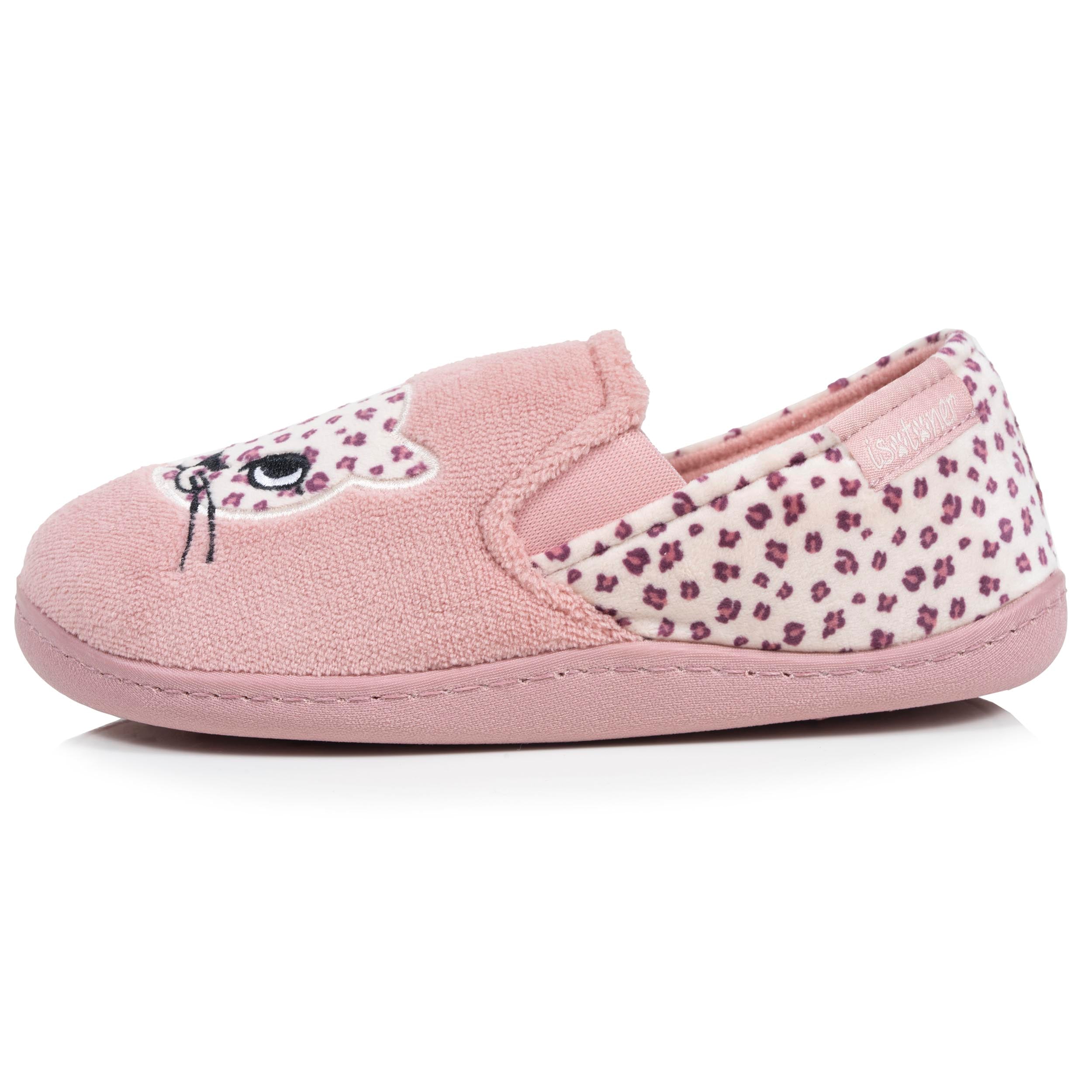 isotoner-chaussons-mocassins-enfant-rose-l-opard image 3