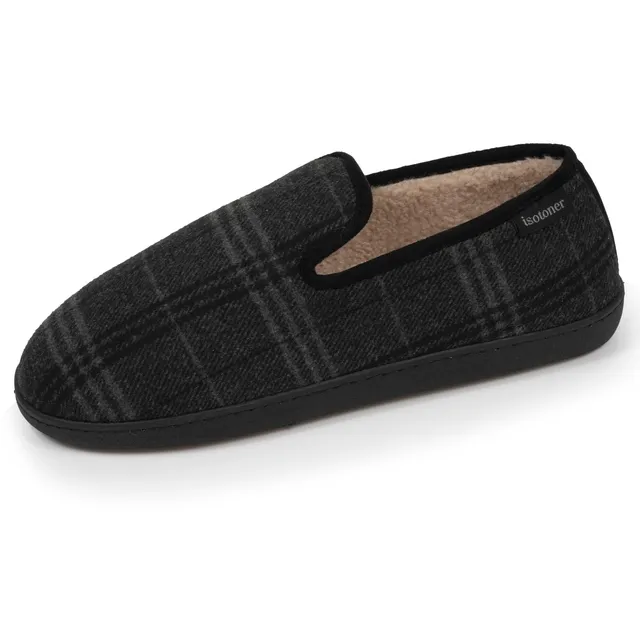 isotoner-chaussons-charentaises-homme-tartan-gris image 1