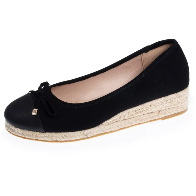 isotoner-ballerines-femme-talon-corde-compens-noir image 1