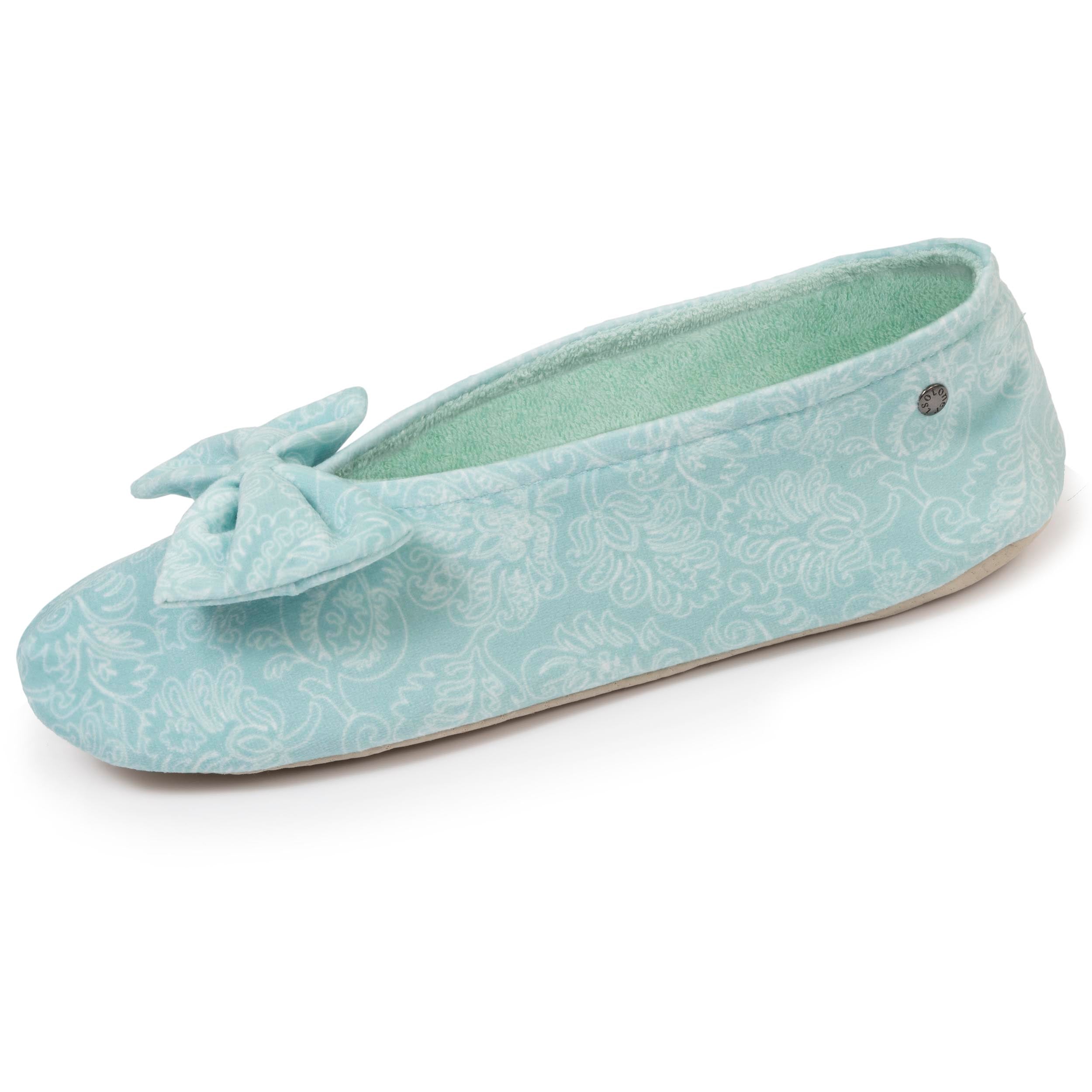 isotoner-chaussons-ballerines-grand-n-ud-femme-vert-eau image 1