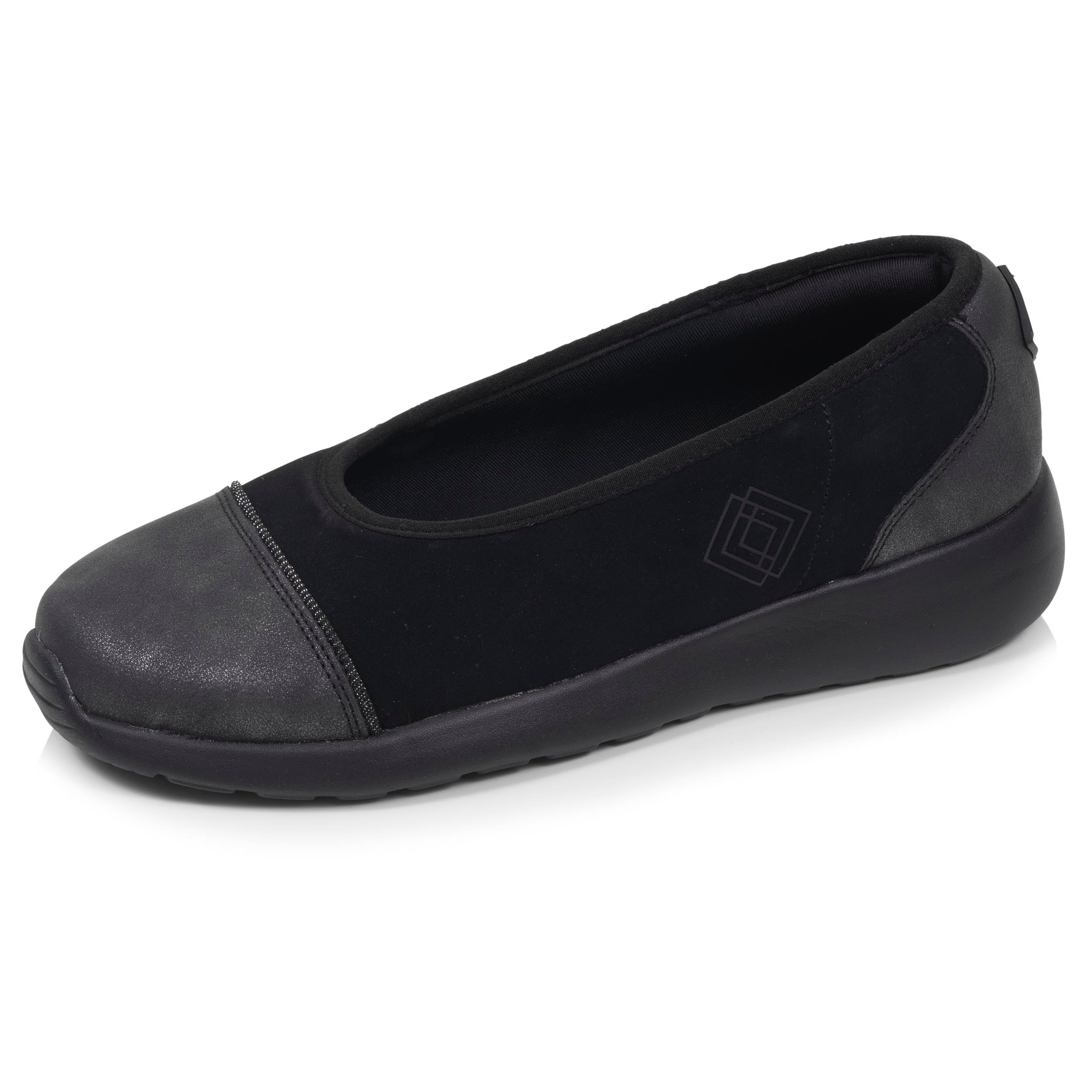 isotoner-ballerines-femme-slip-on-noir-gris-everywear image 1