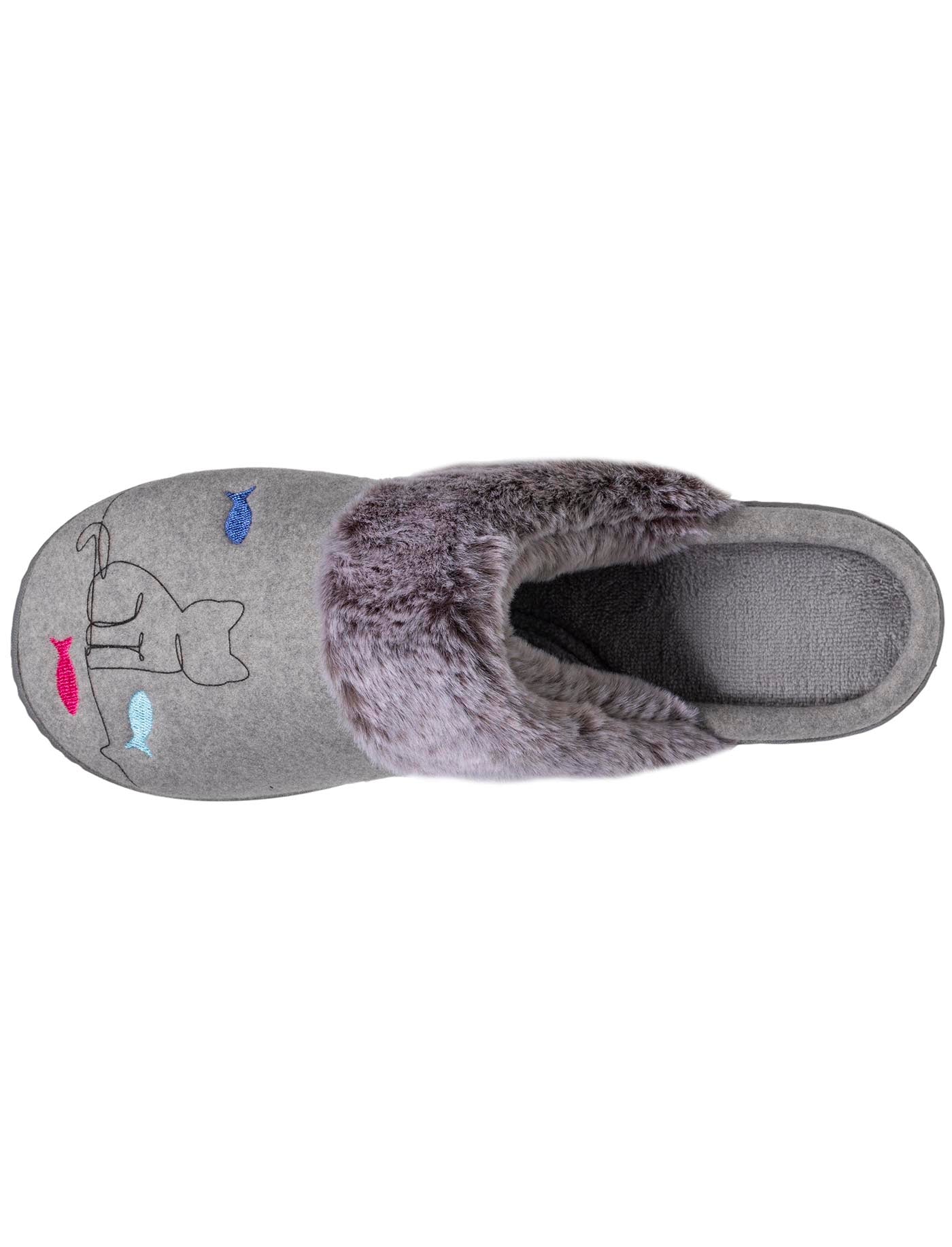 isotoner-chaussons-mules-femme-gris-chat-fantaisie image 7