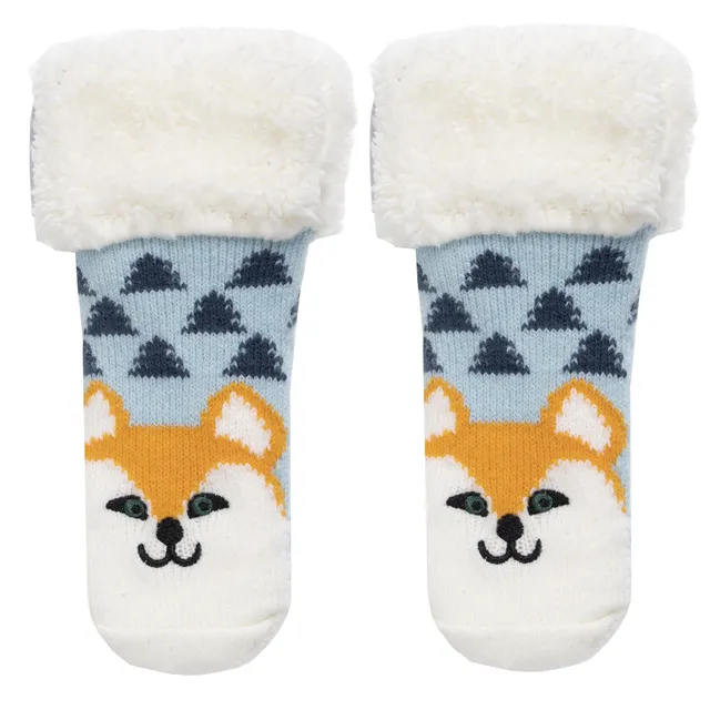 isotoner-chaussettes-fourr-es-enfant-bleu-renard-antid-rapantes-1-8-ans image 1
