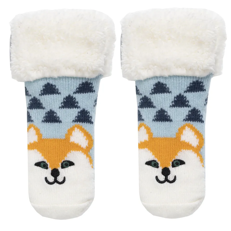 isotoner-chaussettes-fourr-es-enfant-bleu-renard-antid-rapantes-1-8-ans image 1