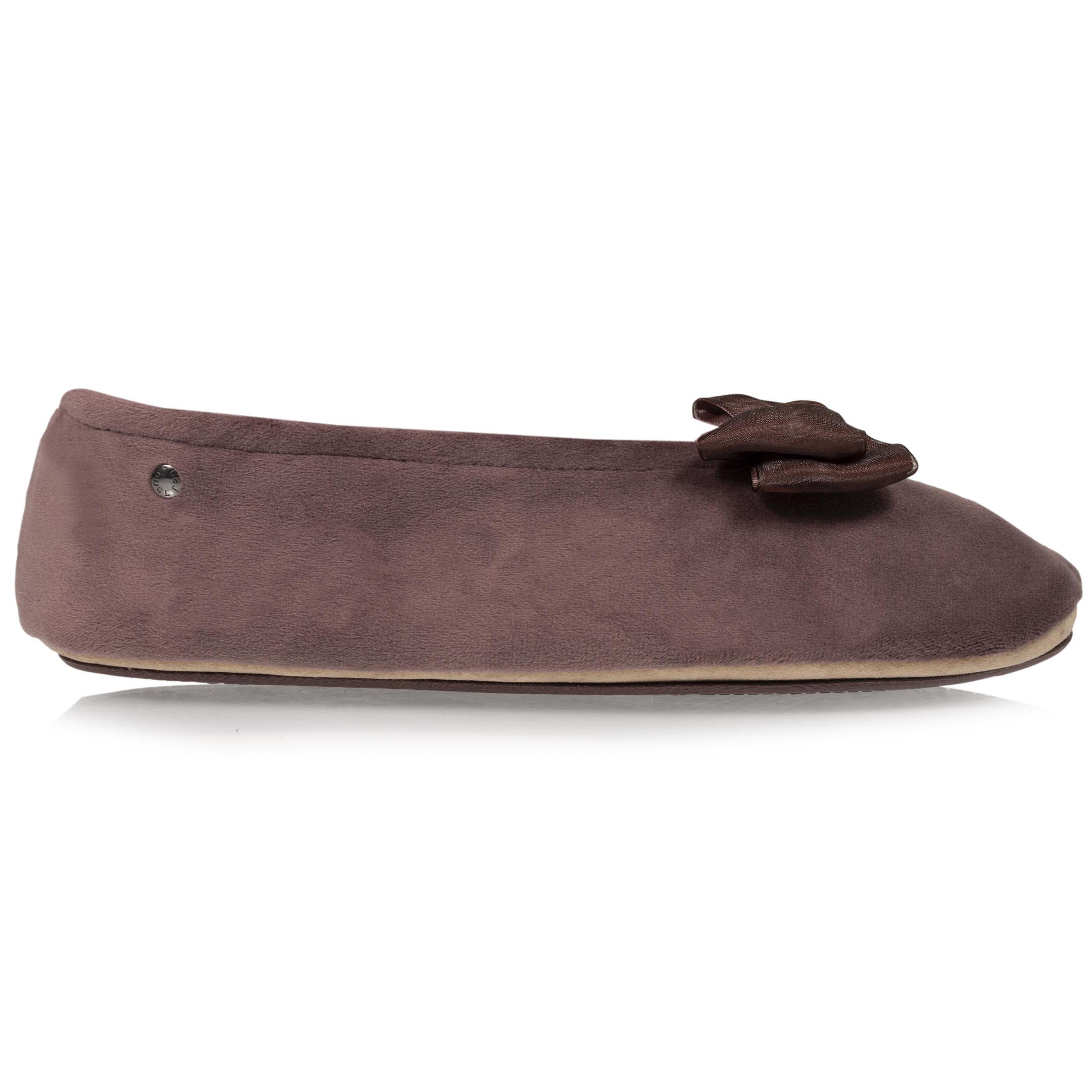 isotoner-chaussons-ballerines-femme-n-ud-taupe-rose image 8