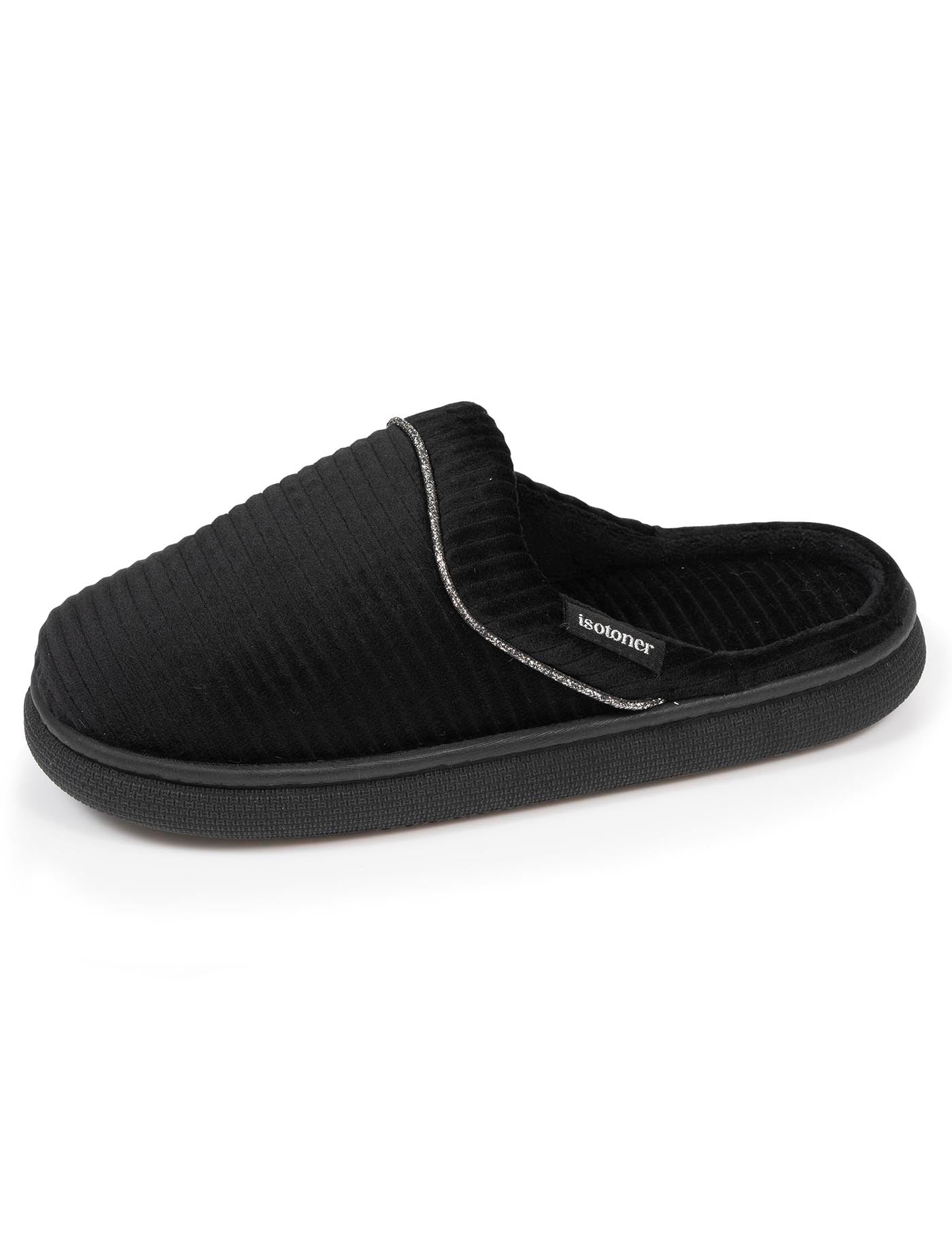 isotoner-chaussons-mules-femme-bloup-noir-semelle-rebondie image 6