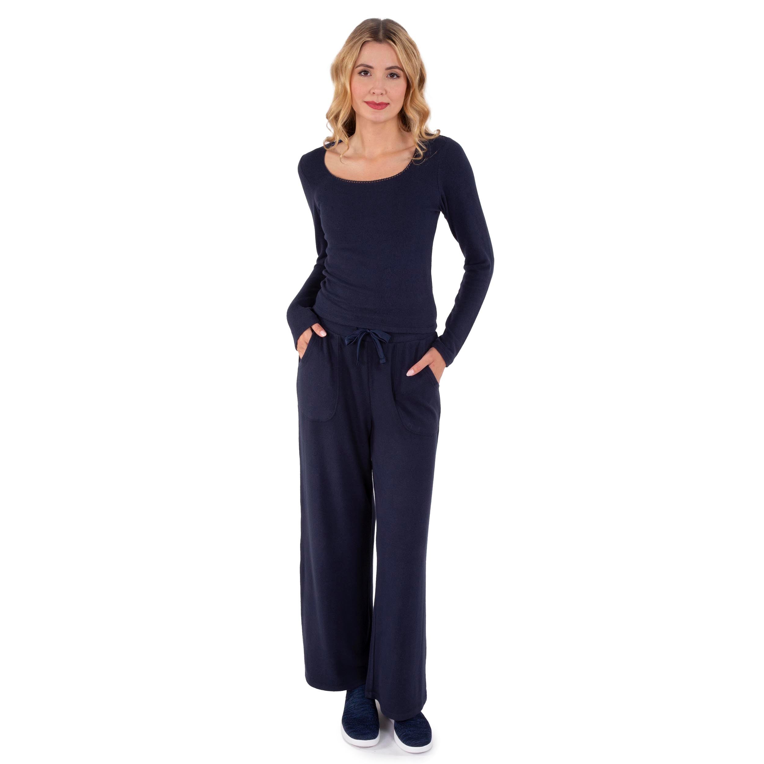 isotoner-pantalon-large-femme-marine-viscose-ecovero image 8