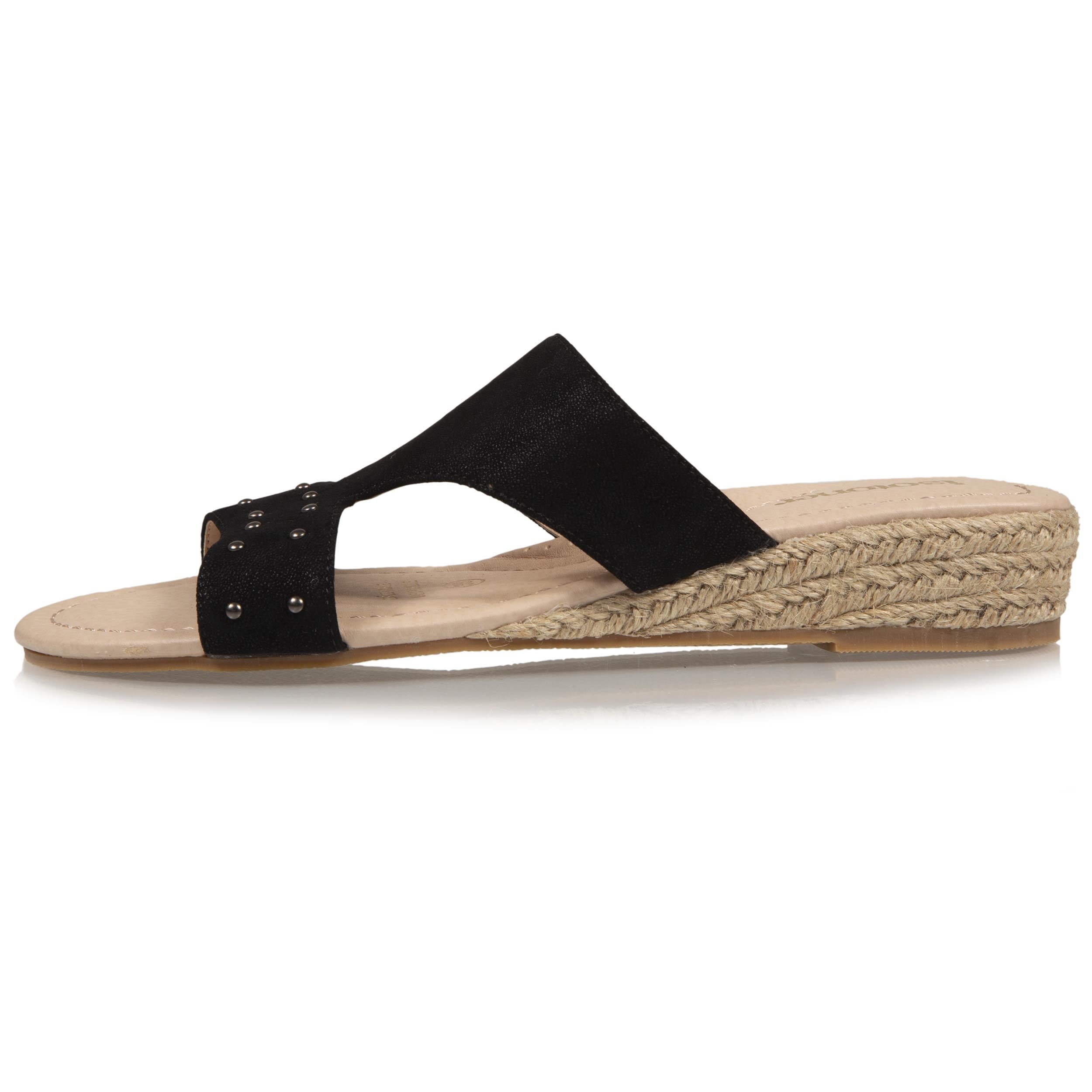 isotoner-mules-femme-talon-corde-effet-su-d-noir-m-moire-de-forme image 3