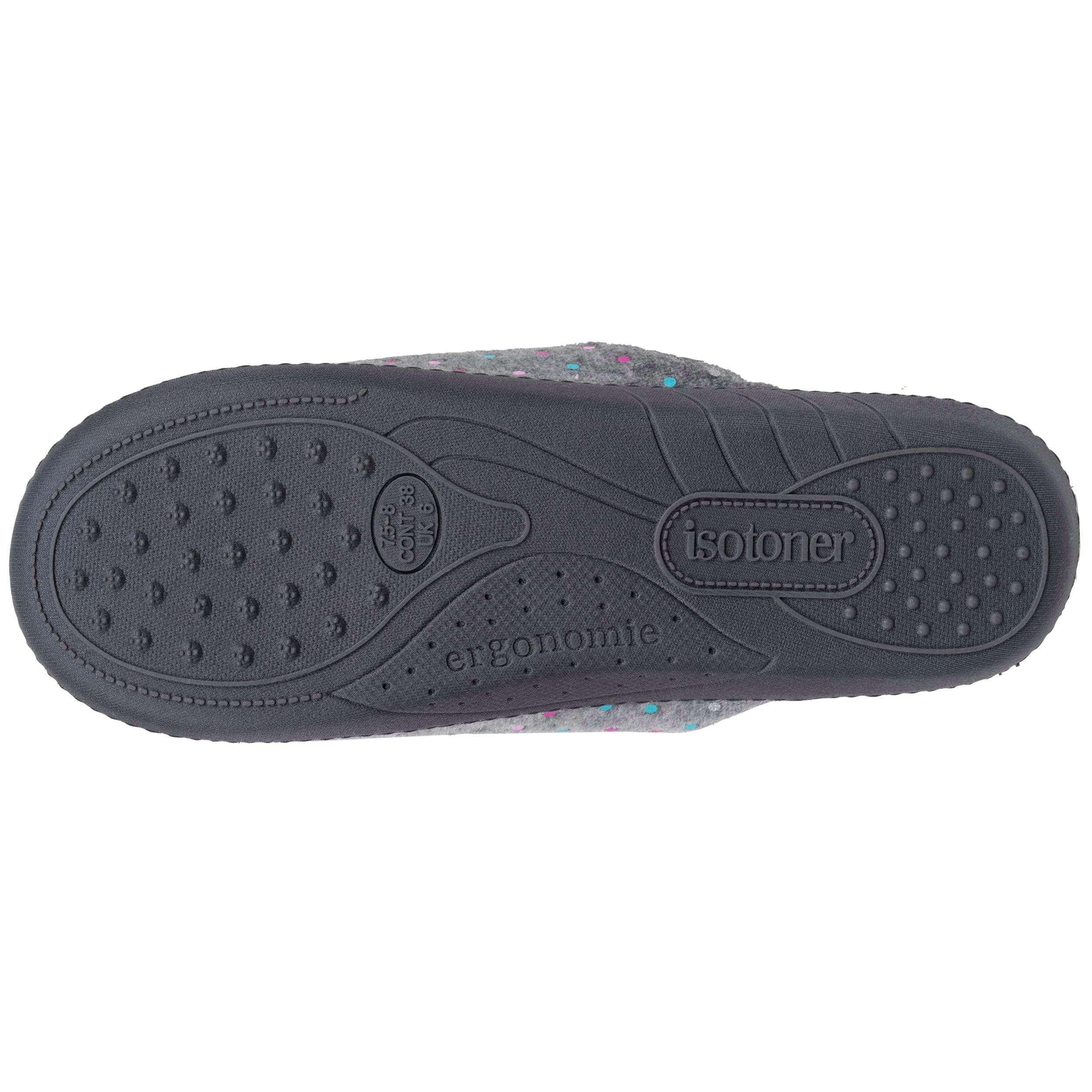 isotoner-chaussons-mules-femme-ergonomiques-pois-gris image 4
